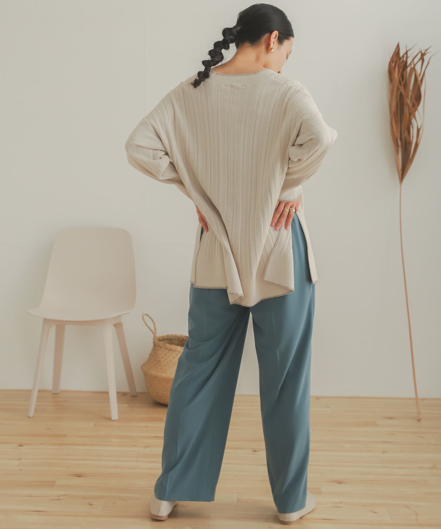 ジョーゼットワイドパンツ L.BLUE S