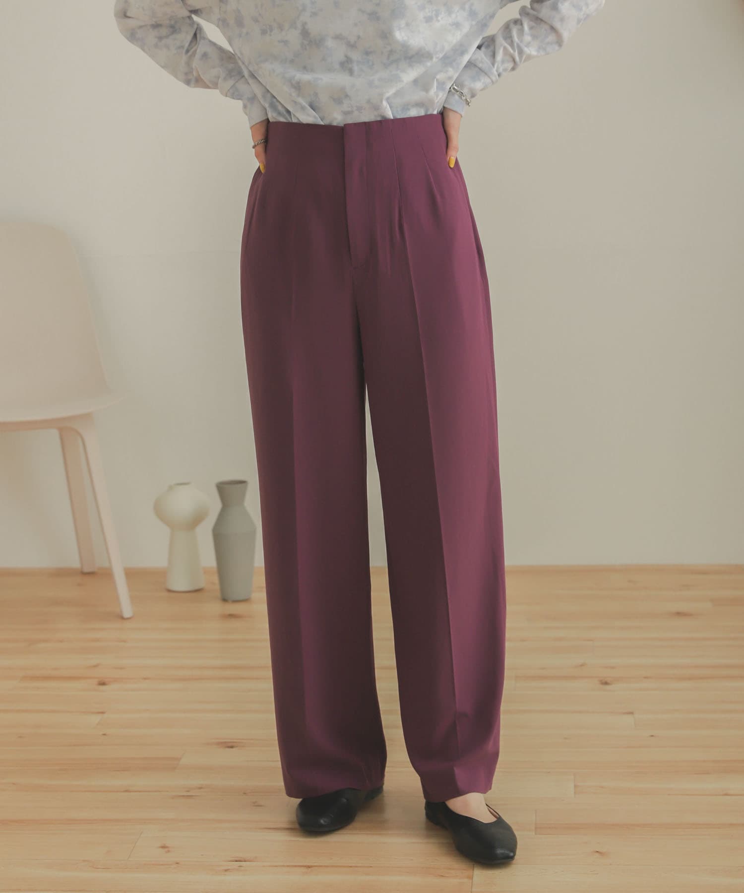 ジョーゼットワイドパンツ PURPLE XS