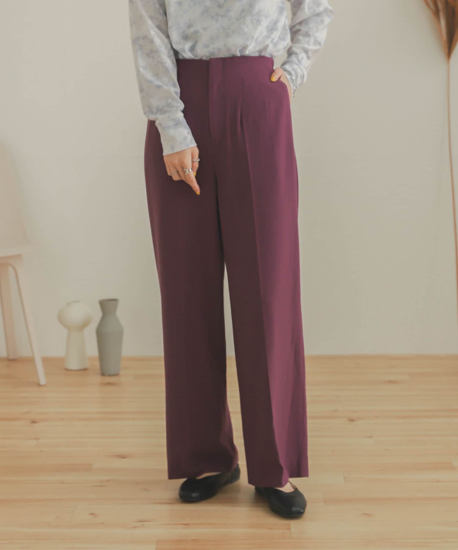 ジョーゼットワイドパンツ PURPLE XS