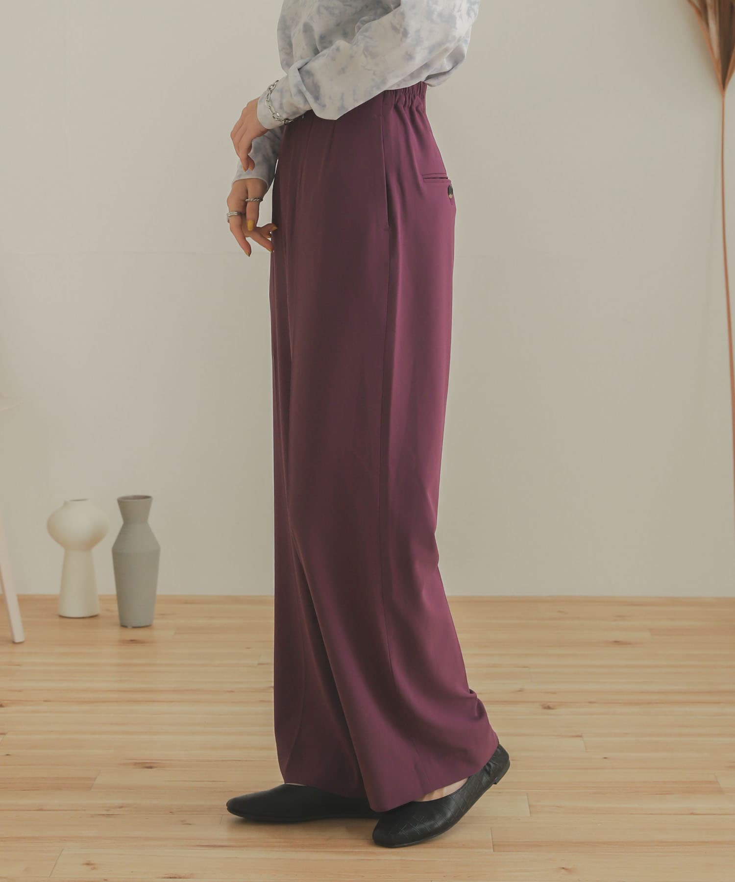 ジョーゼットワイドパンツ PURPLE XS