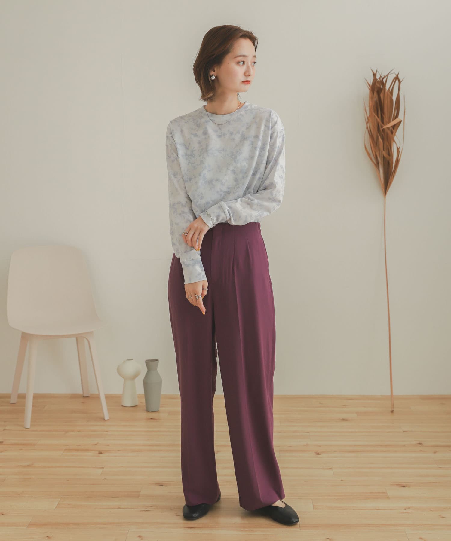 ジョーゼットワイドパンツ PURPLE XS