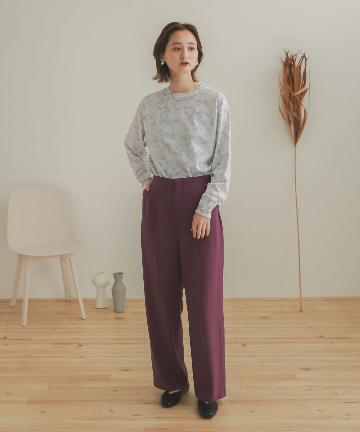 ジョーゼットワイドパンツ PURPLE XS