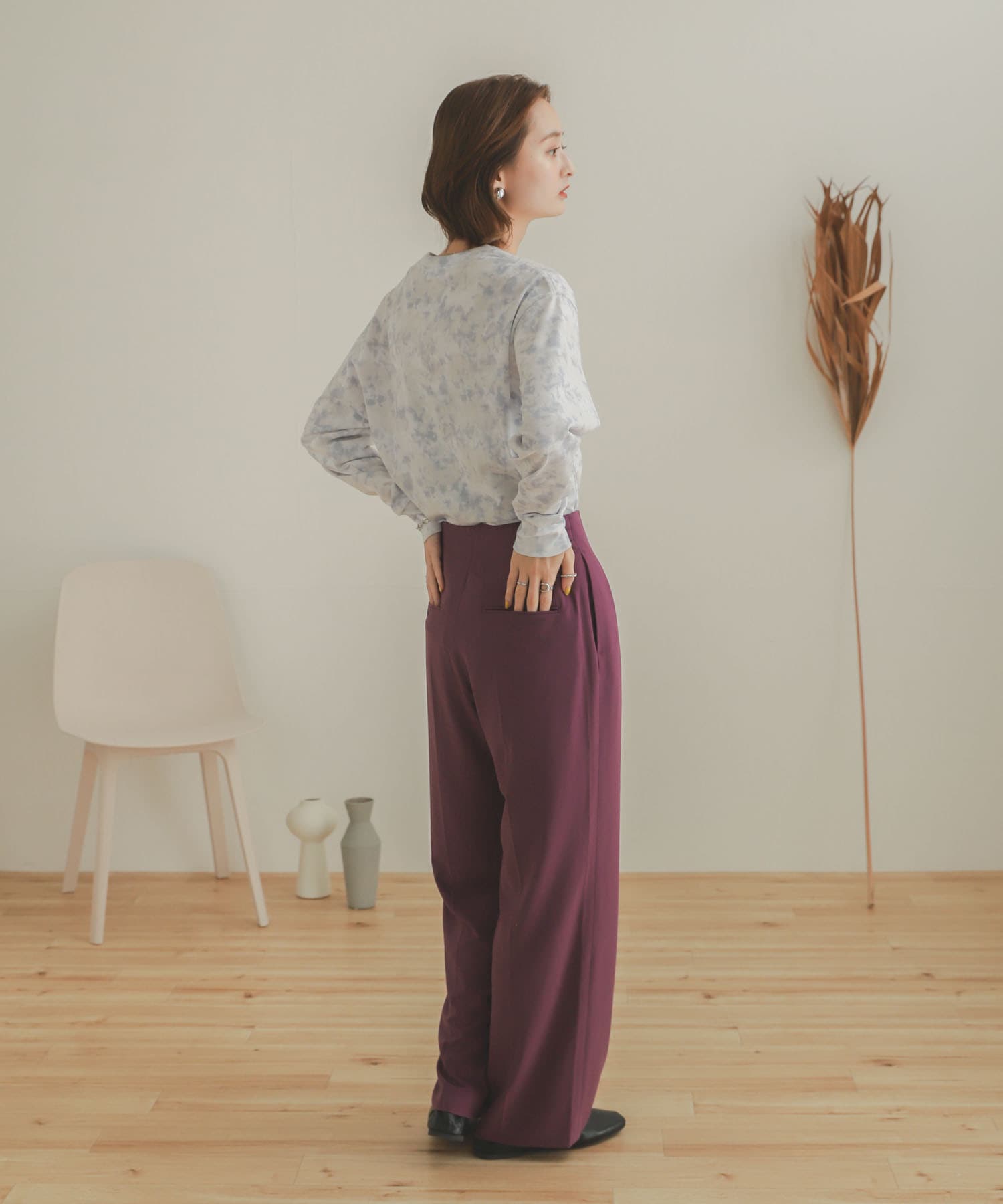 ジョーゼットワイドパンツ PURPLE S