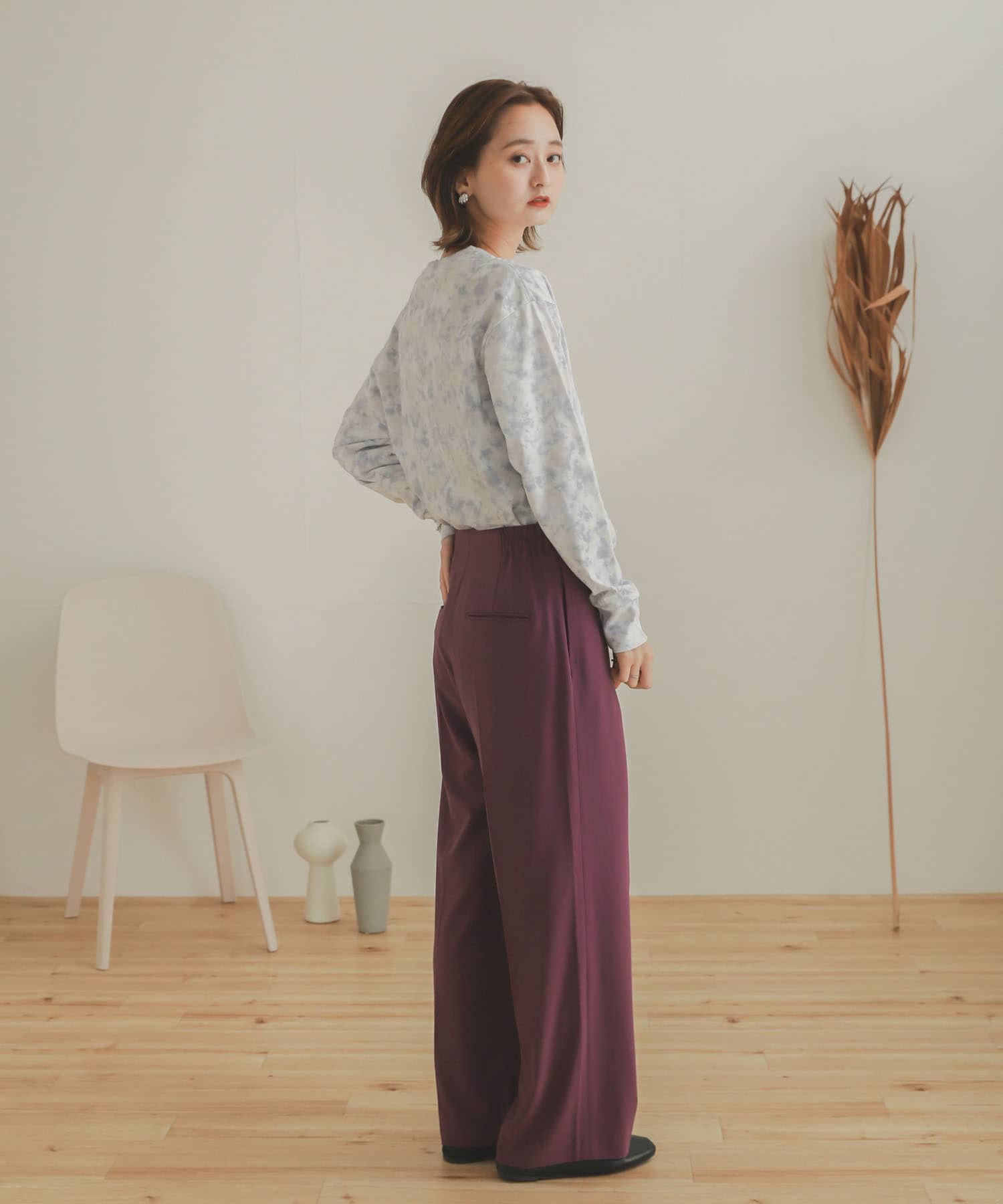 ジョーゼットワイドパンツ PURPLE S