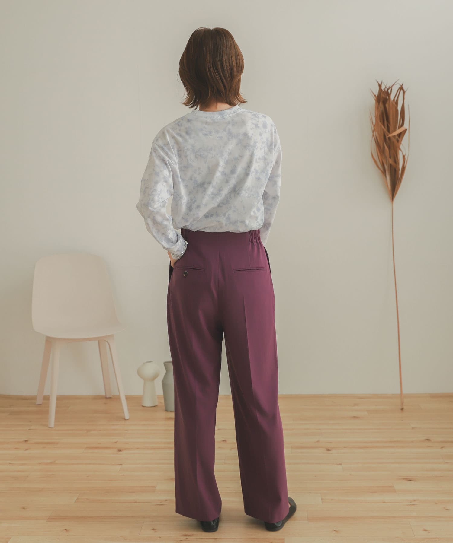 ジョーゼットワイドパンツ PURPLE S