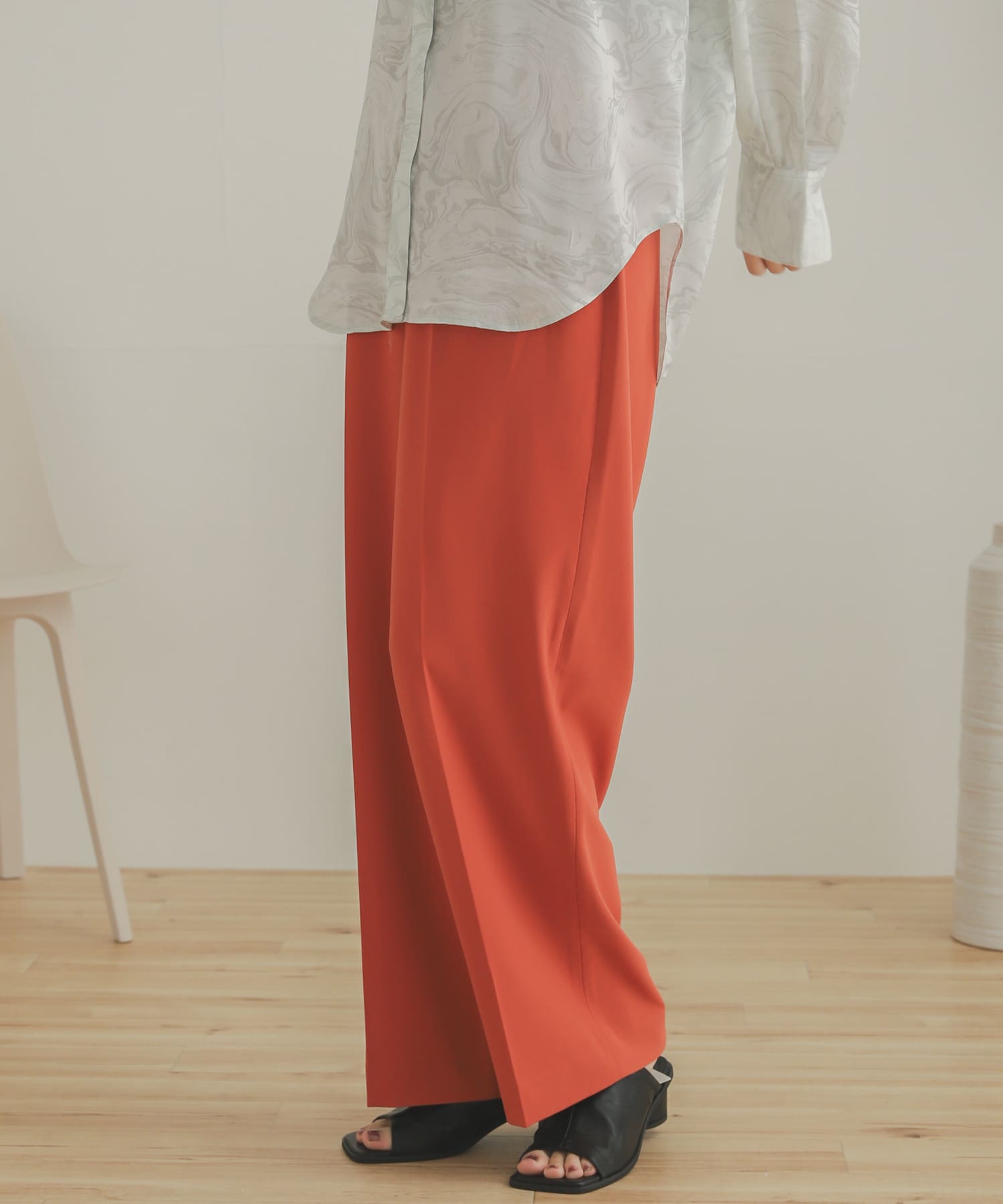 ジョーゼットワイドパンツ ORANGE XS
