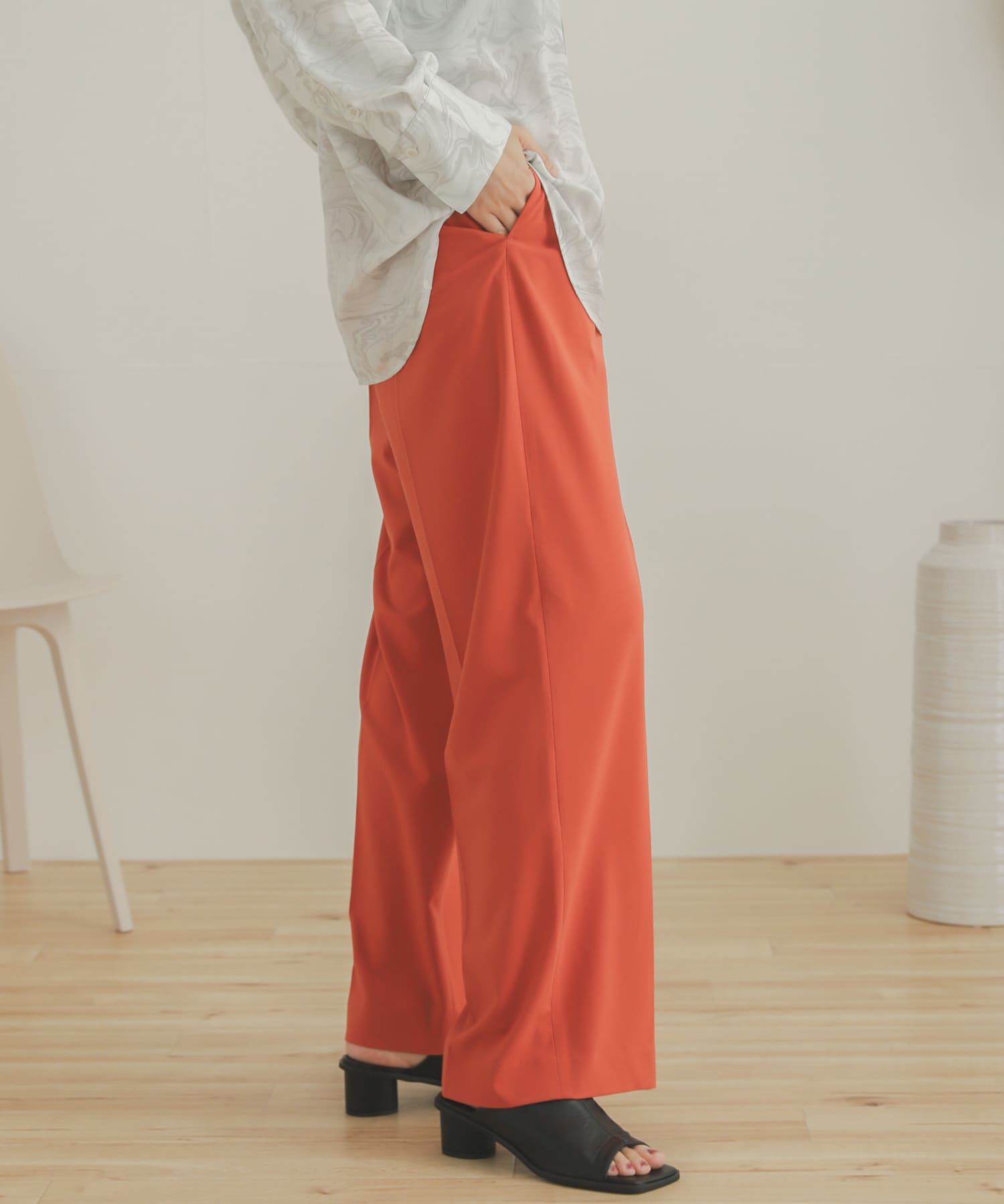 ジョーゼットワイドパンツ ORANGE XS