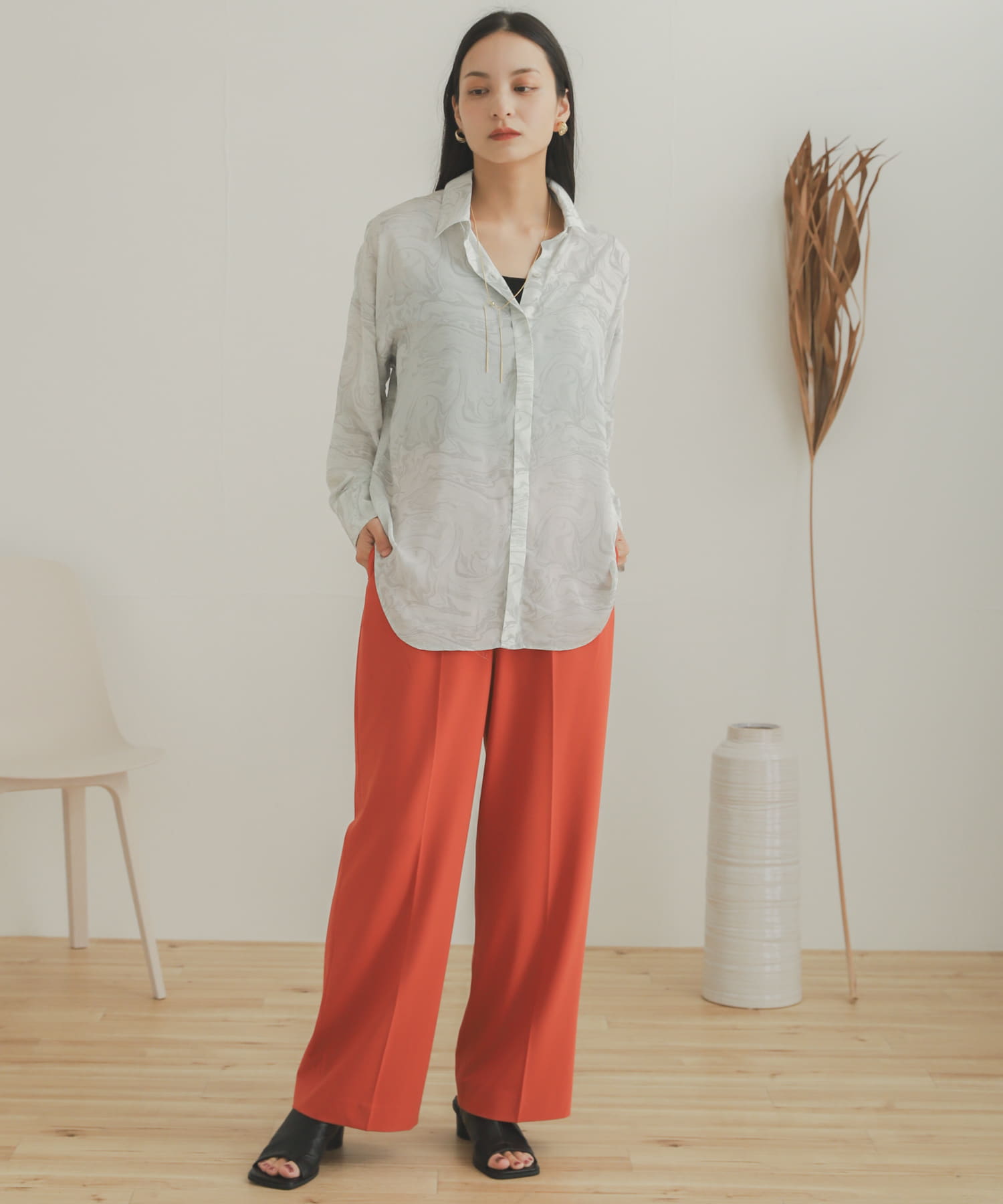 ジョーゼットワイドパンツ ORANGE XS