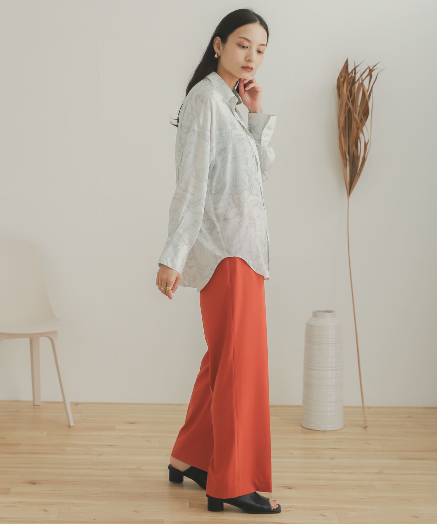 ジョーゼットワイドパンツ ORANGE XS