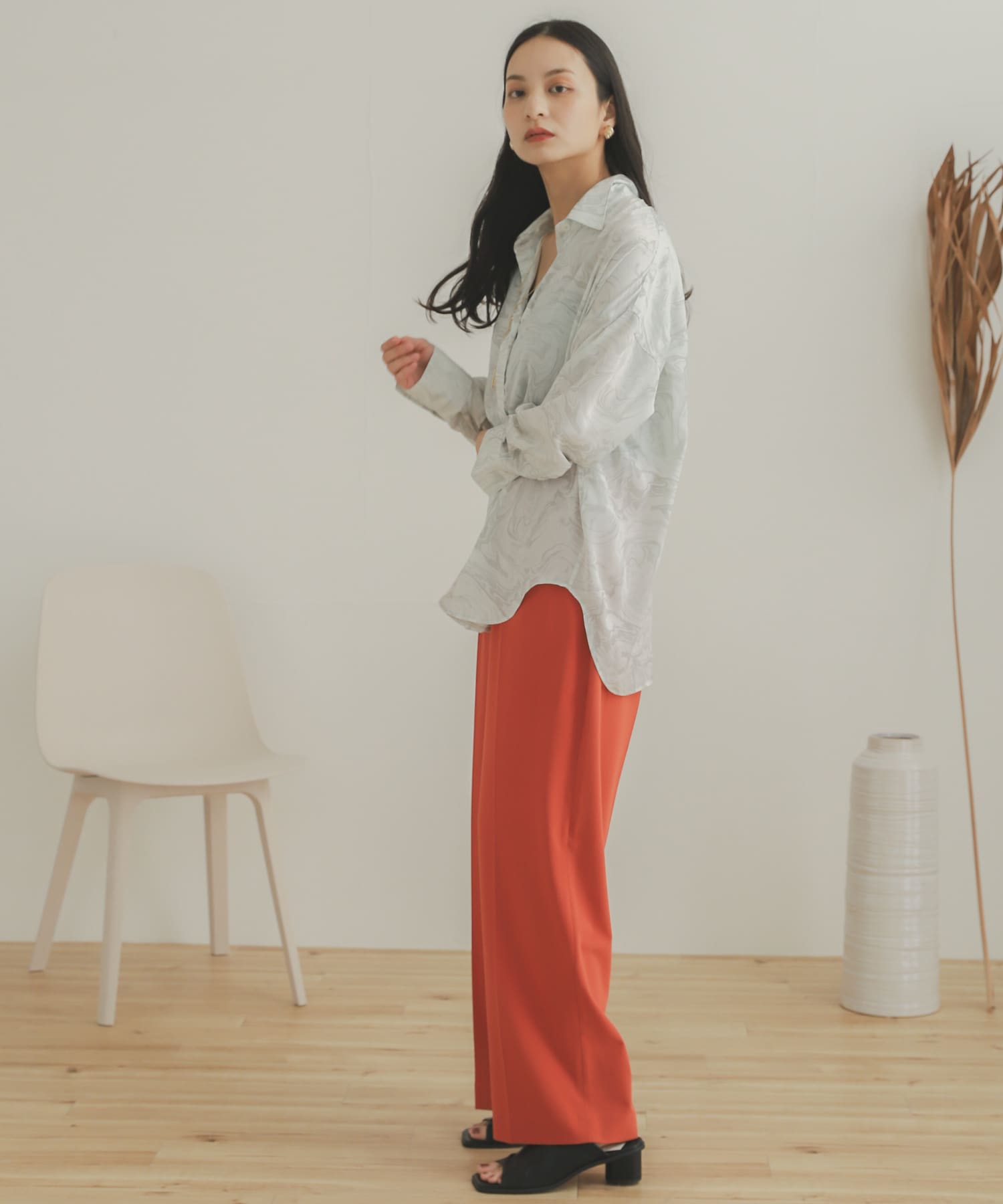 ジョーゼットワイドパンツ ORANGE XS