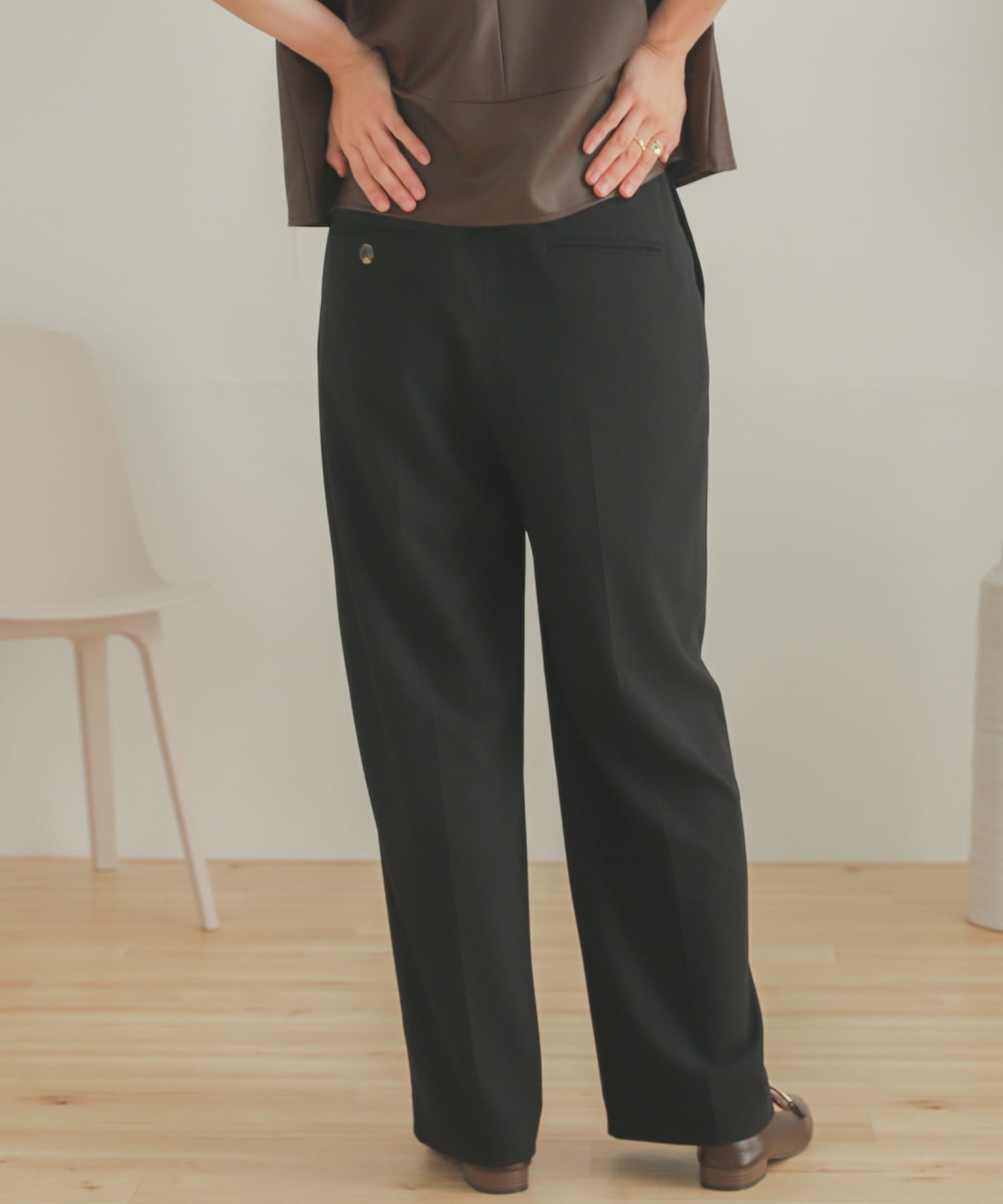 ジョーゼットワイドパンツ BLACK XS