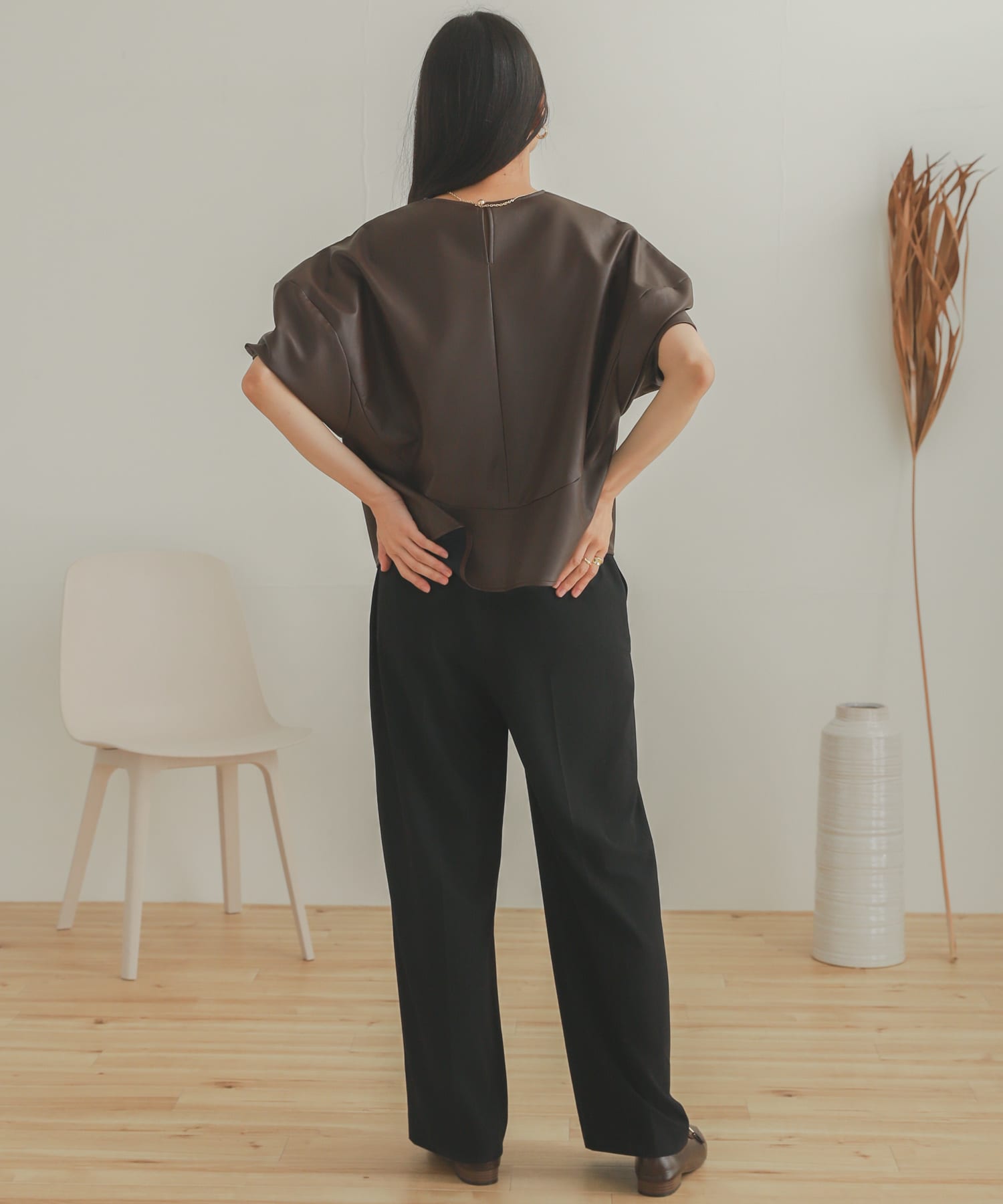 ジョーゼットワイドパンツ BLACK XS