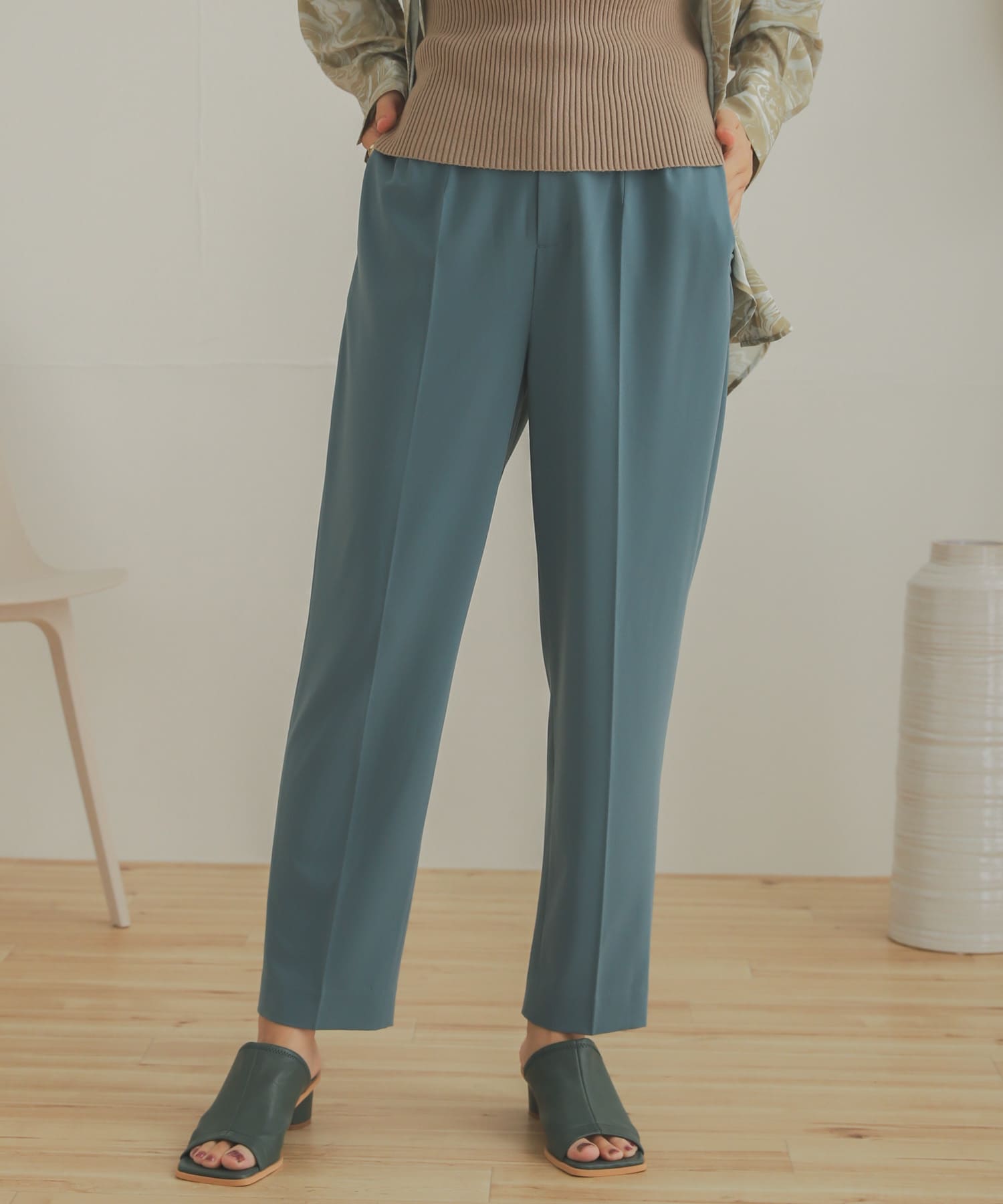 ジョーゼットテーパードパンツ L.BLUE XS