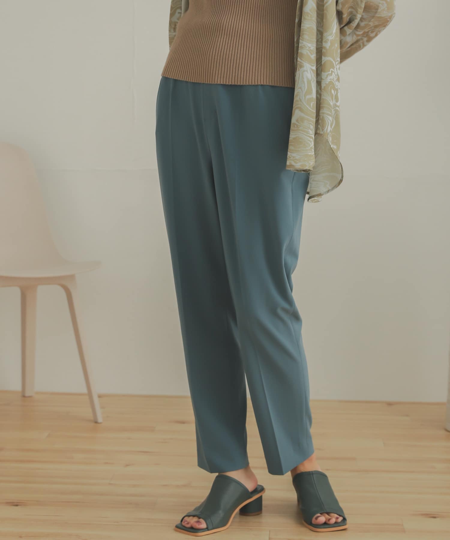 ジョーゼットテーパードパンツ L.BLUE XS