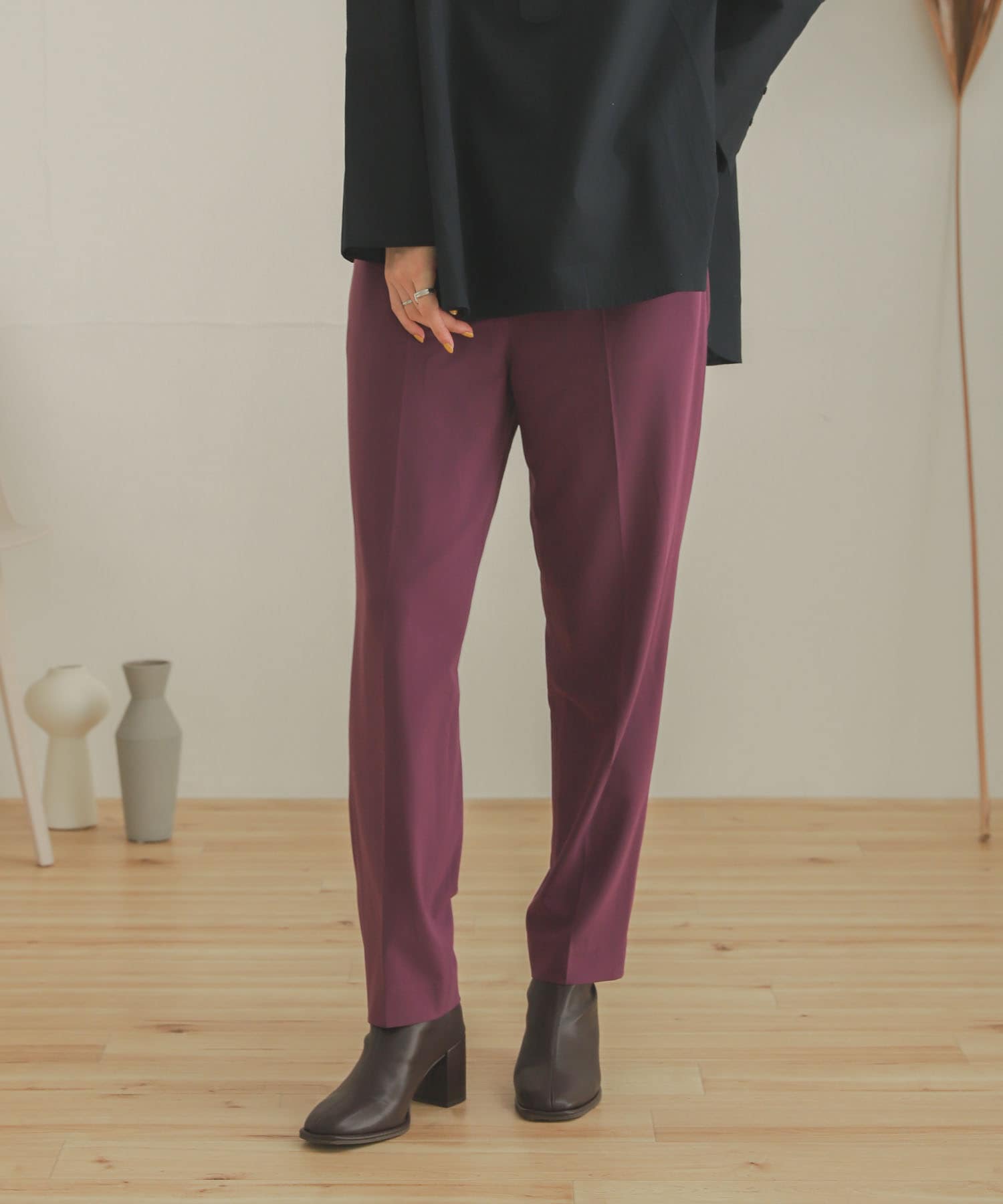 ジョーゼットテーパードパンツ PURPLE XS