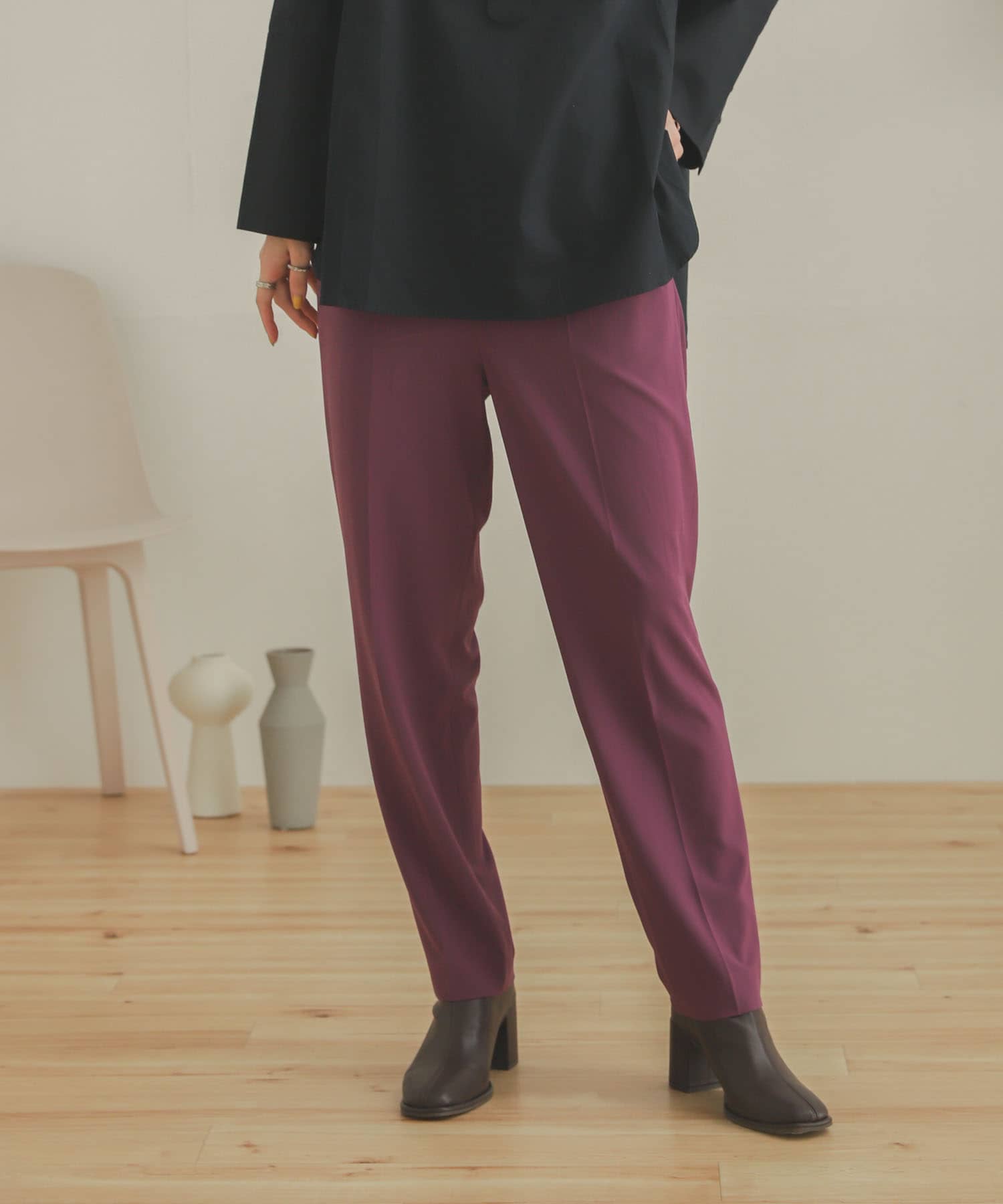 ジョーゼットテーパードパンツ PURPLE XS