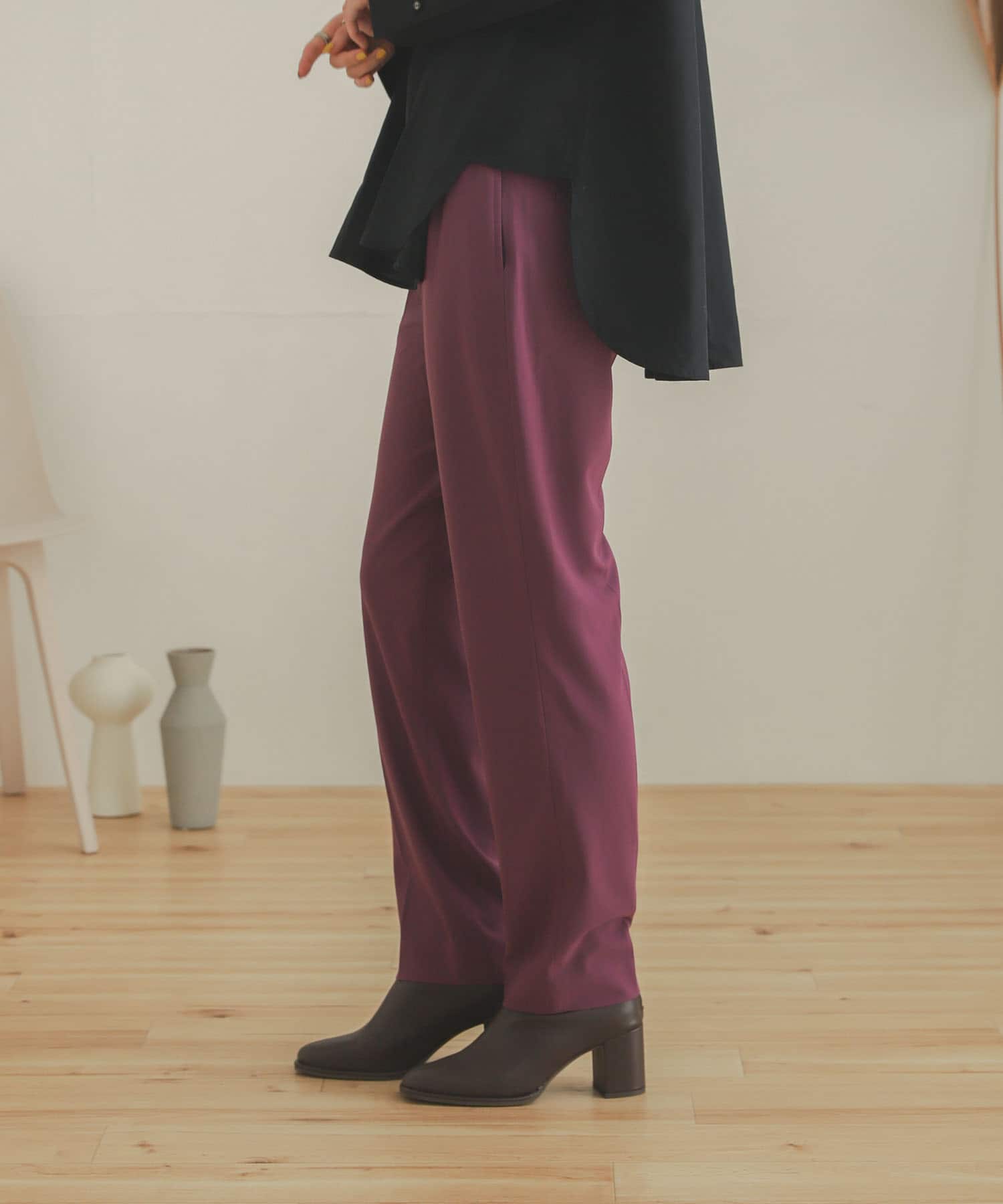 ジョーゼットテーパードパンツ PURPLE XS