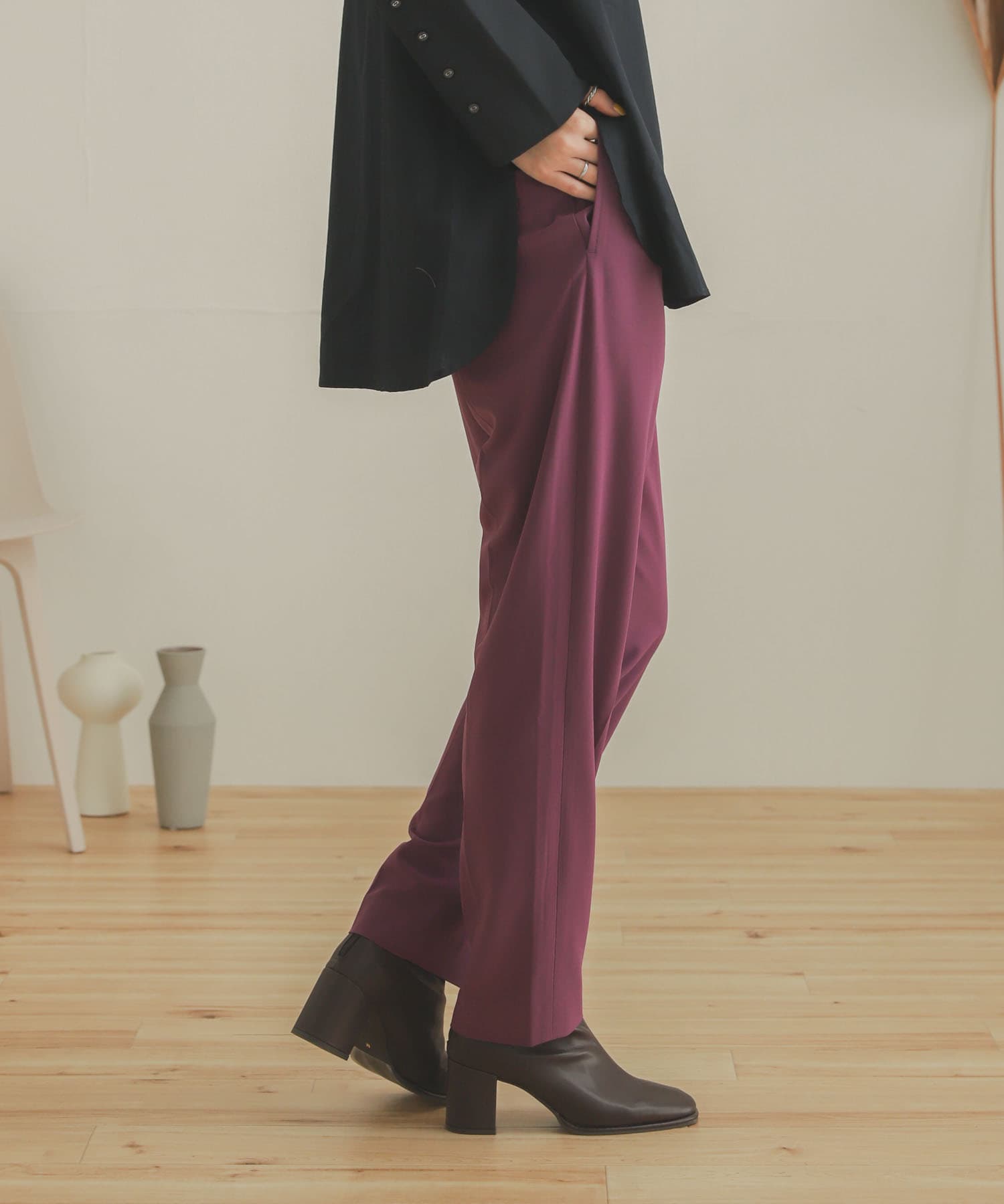 ジョーゼットテーパードパンツ PURPLE XS