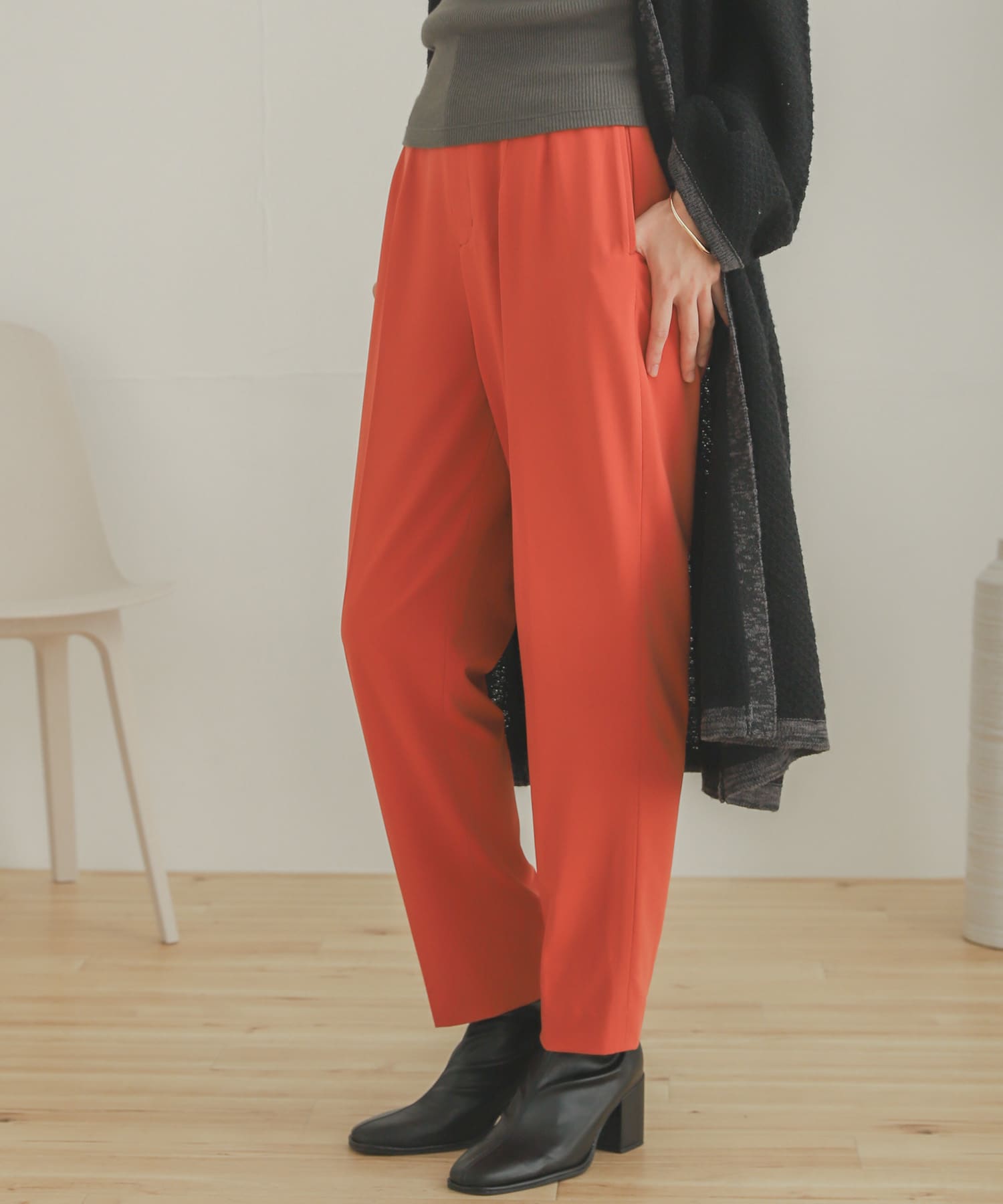 ジョーゼットテーパードパンツ ORANGE XS