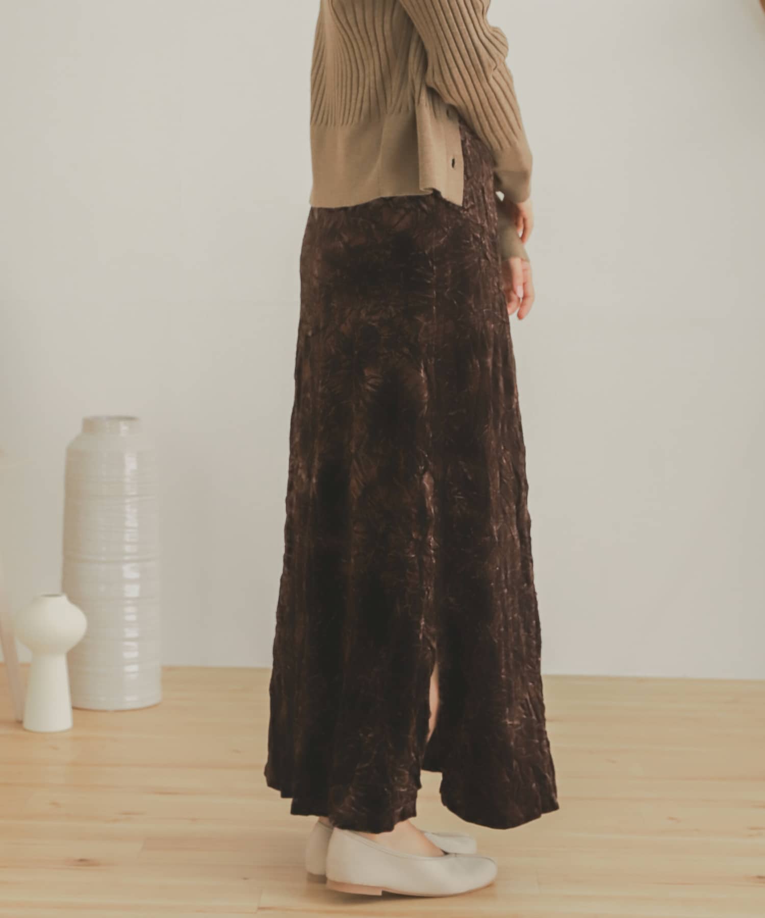 クラッシュベロアロングスカート BROWN one