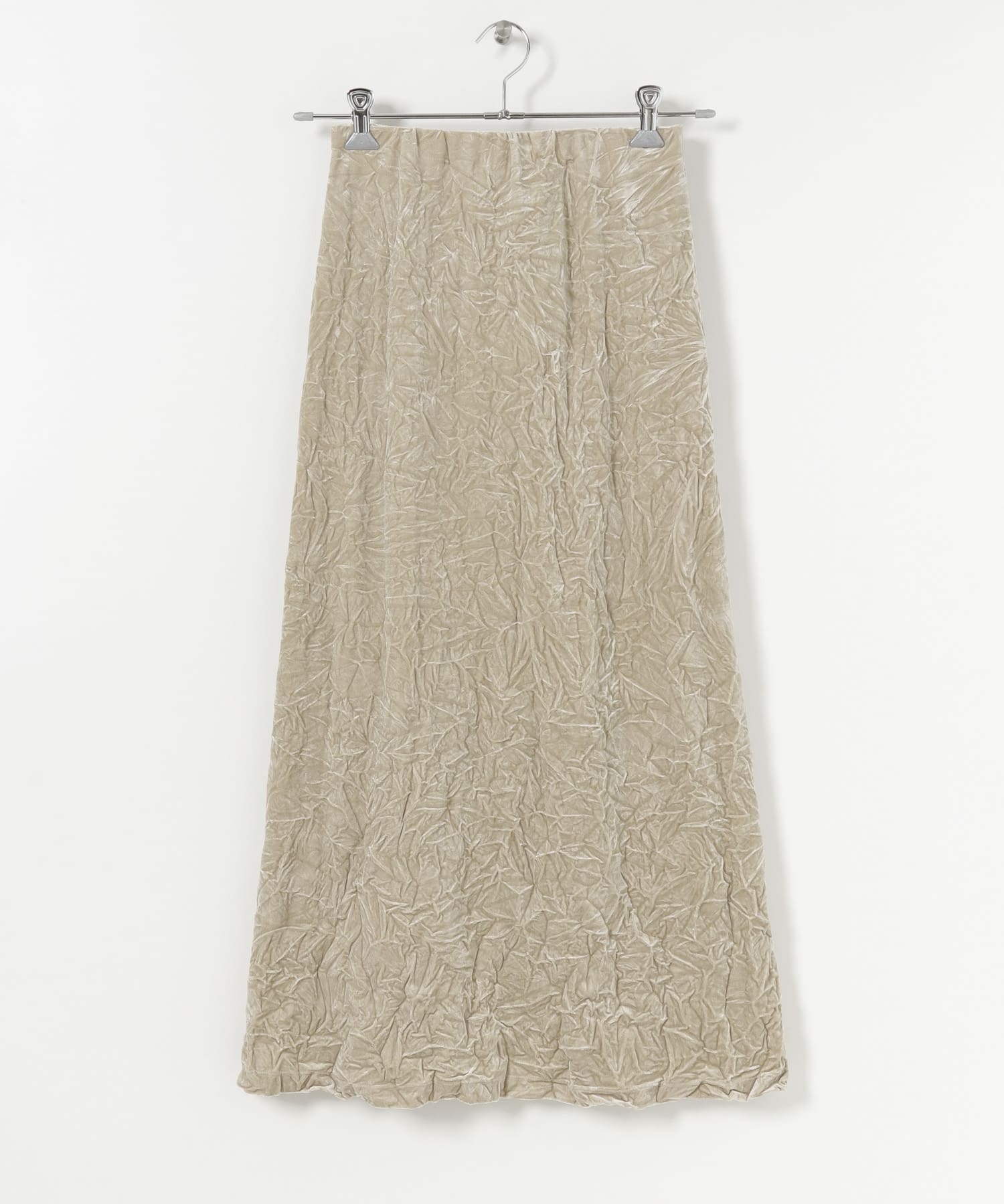 クラッシュベロアロングスカート BEIGE one