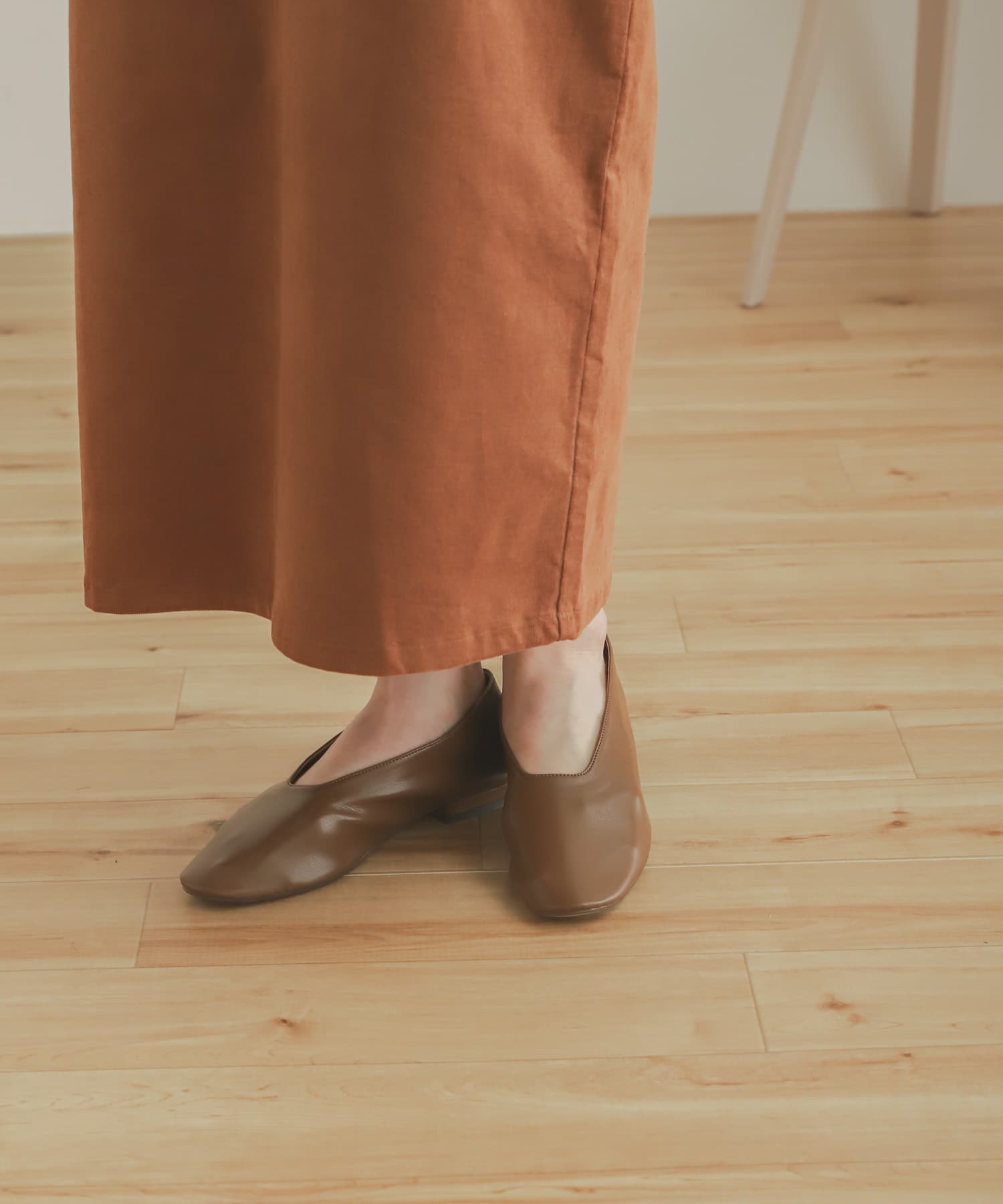 甲深ソフトフラットシューズ BROWN S