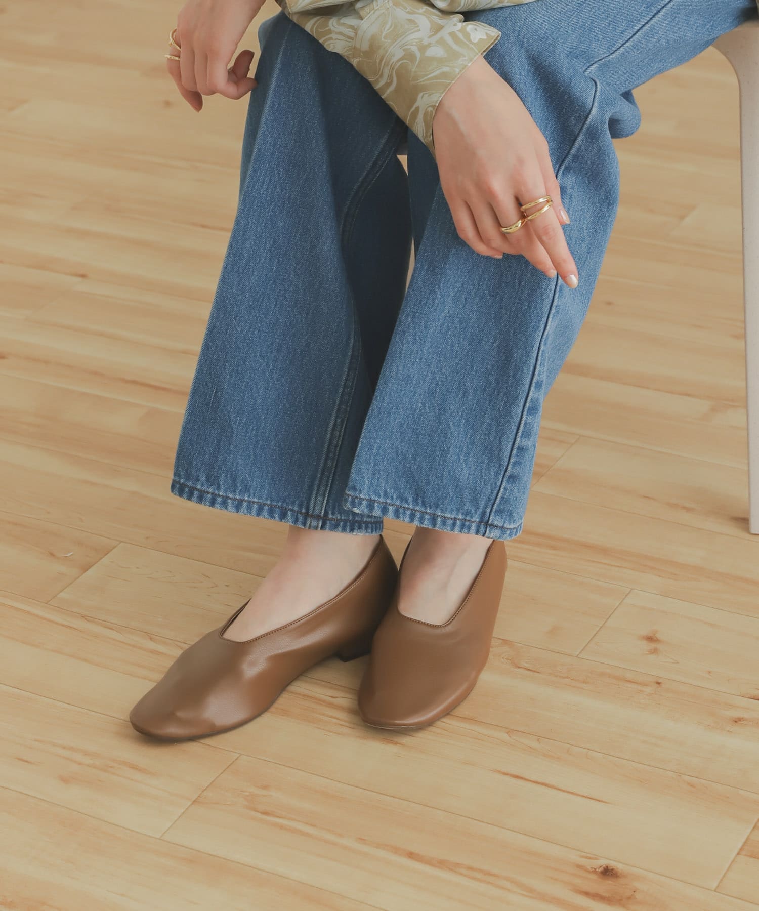 甲深ソフトフラットシューズ BROWN S