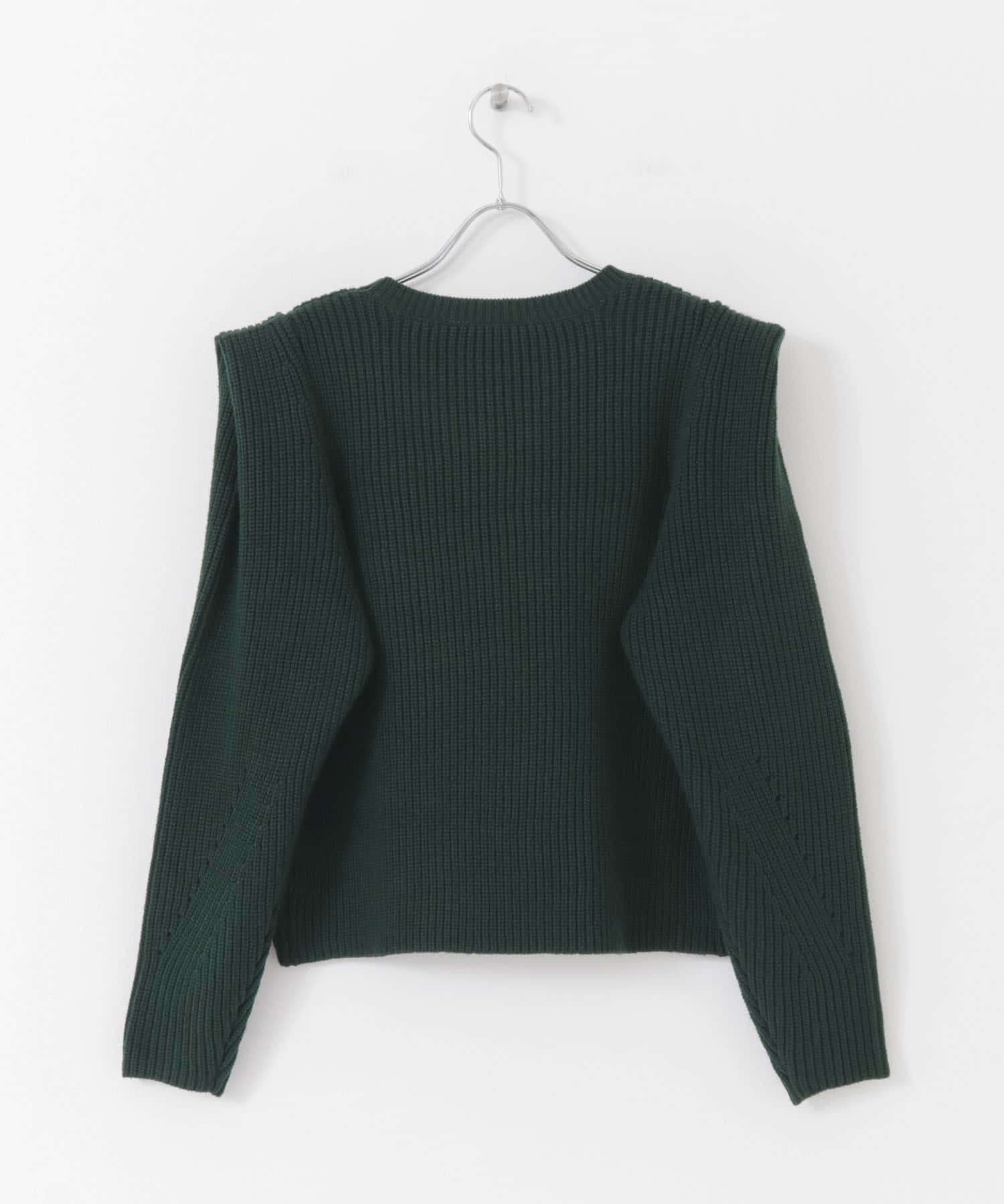 クルーネックショルダータックセーター GREEN one