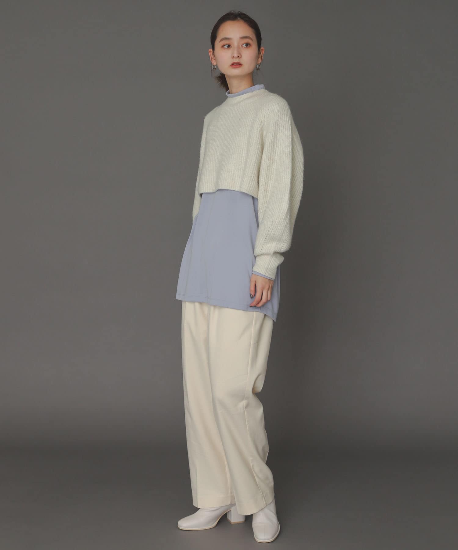 ハイウエストタックストレートパンツ IVORY S