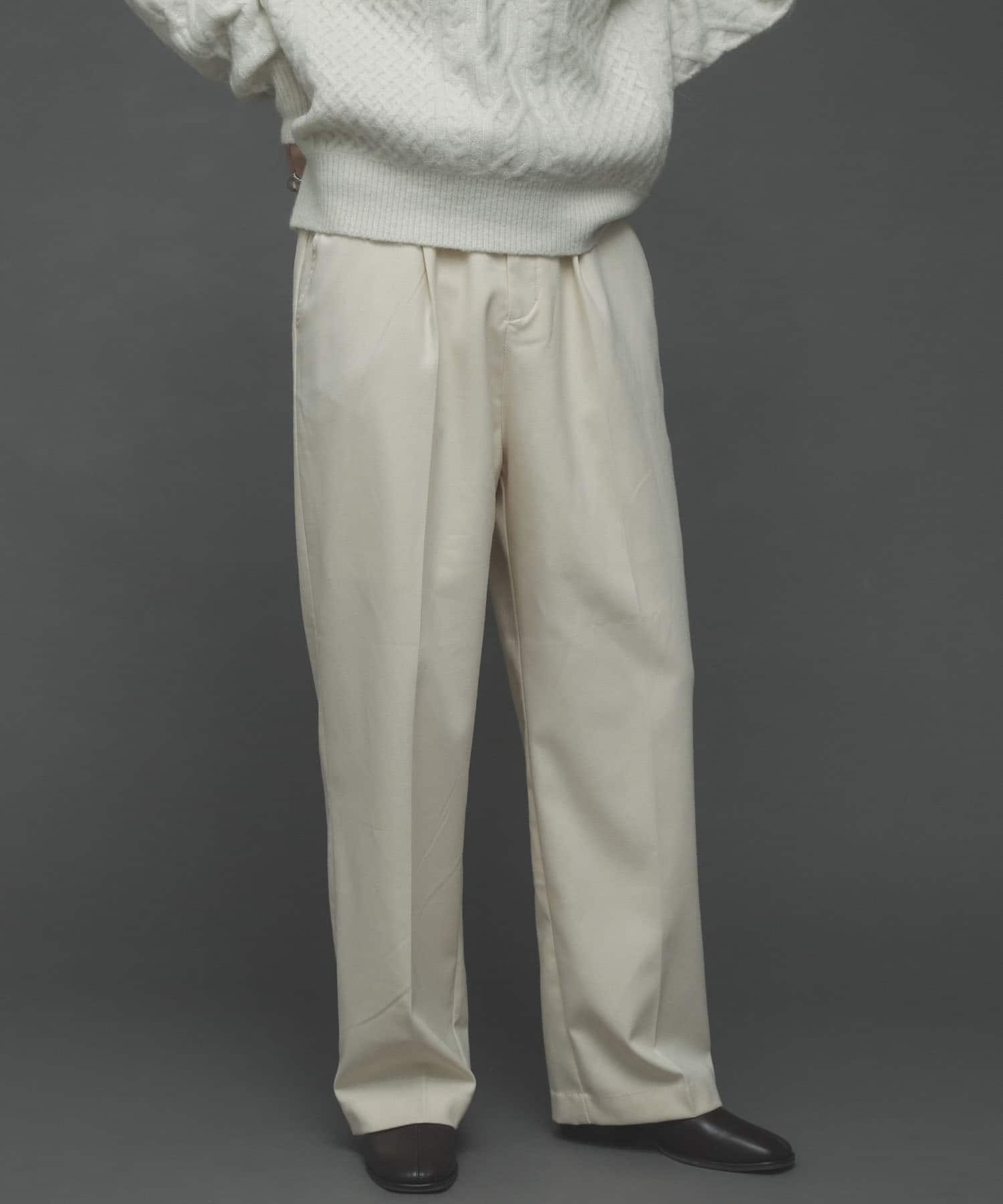 ハイウエストタックストレートパンツ IVORY L