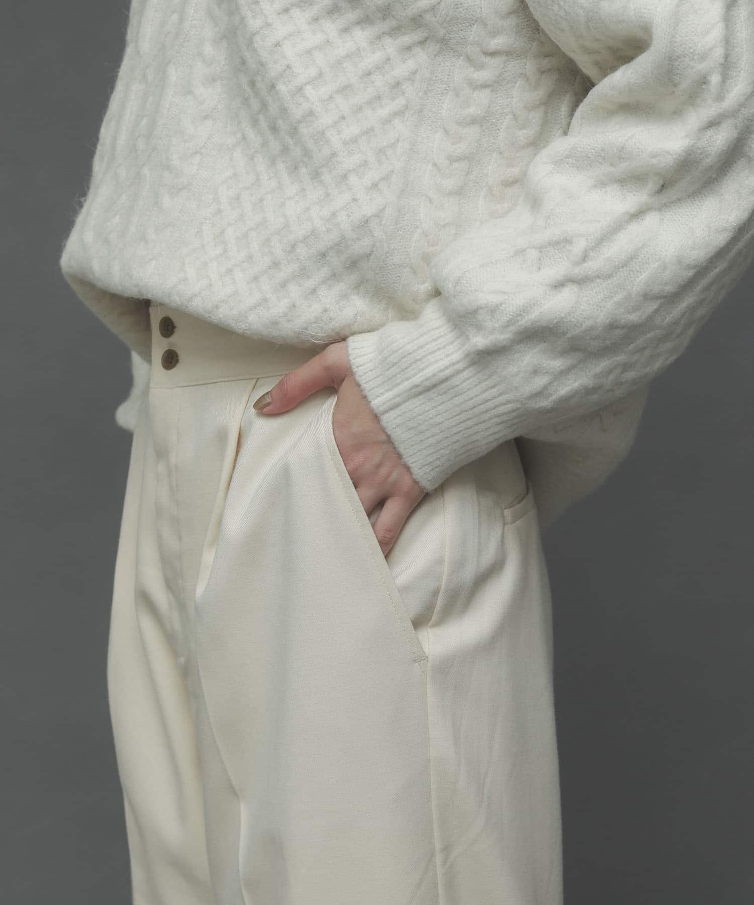 ハイウエストタックストレートパンツ IVORY S