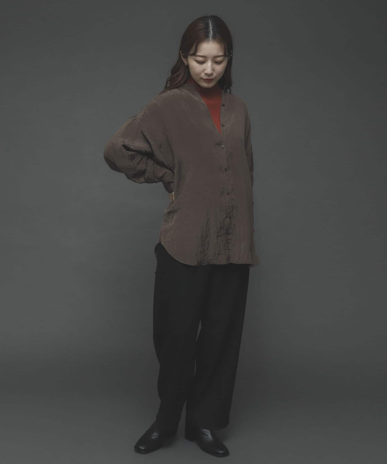 ハイウエストタックストレートパンツ BLACK M
