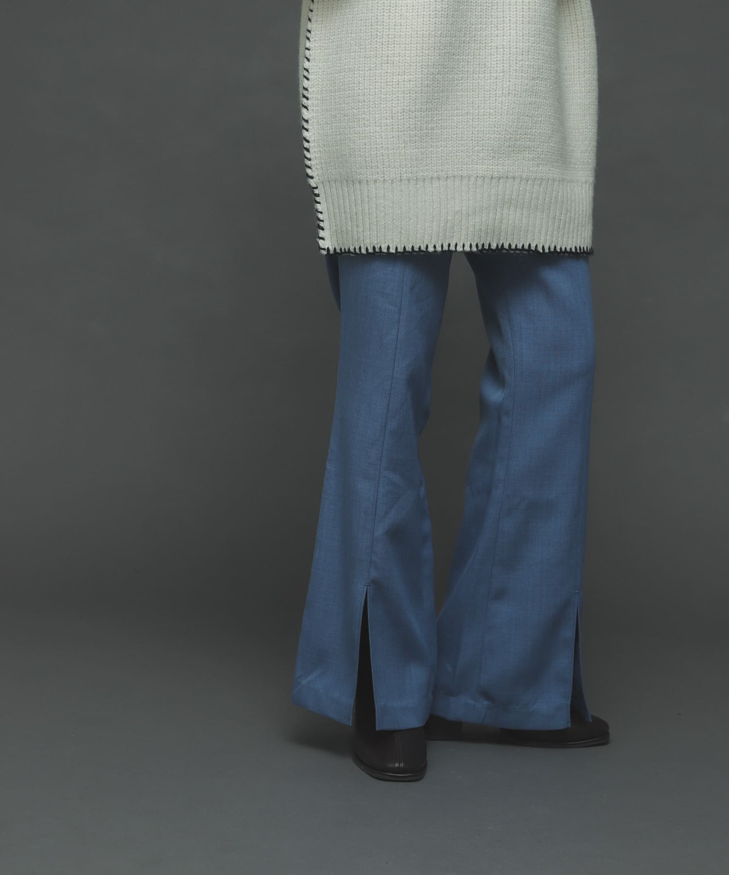 『TALLサイズあり』ウールライクセンターシームキックフレアパンツ BLUE XS