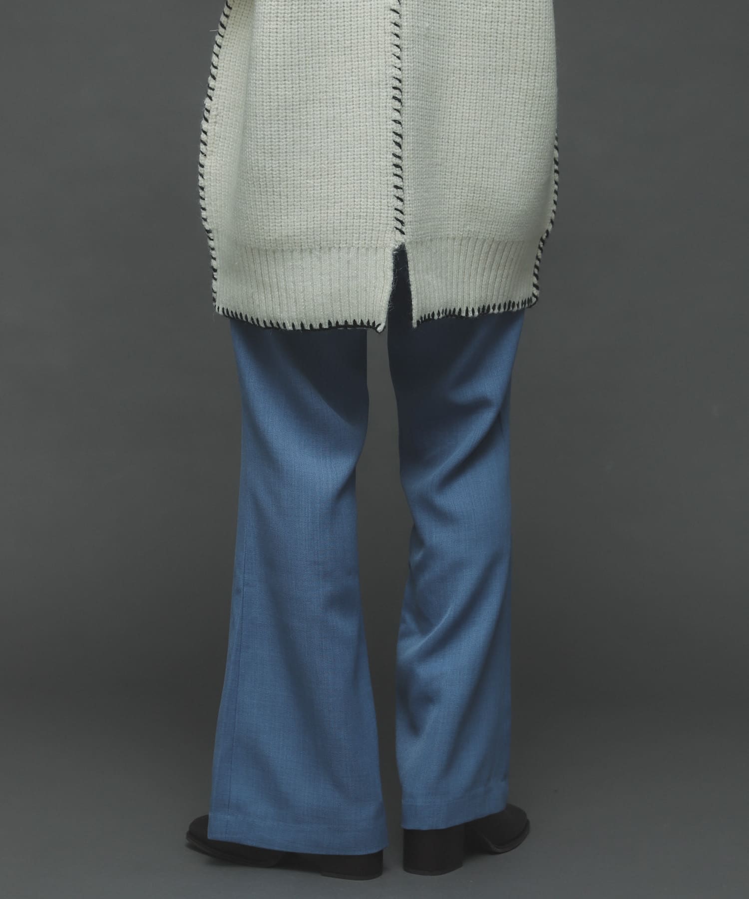 『TALLサイズあり』ウールライクセンターシームキックフレアパンツ BLUE XS
