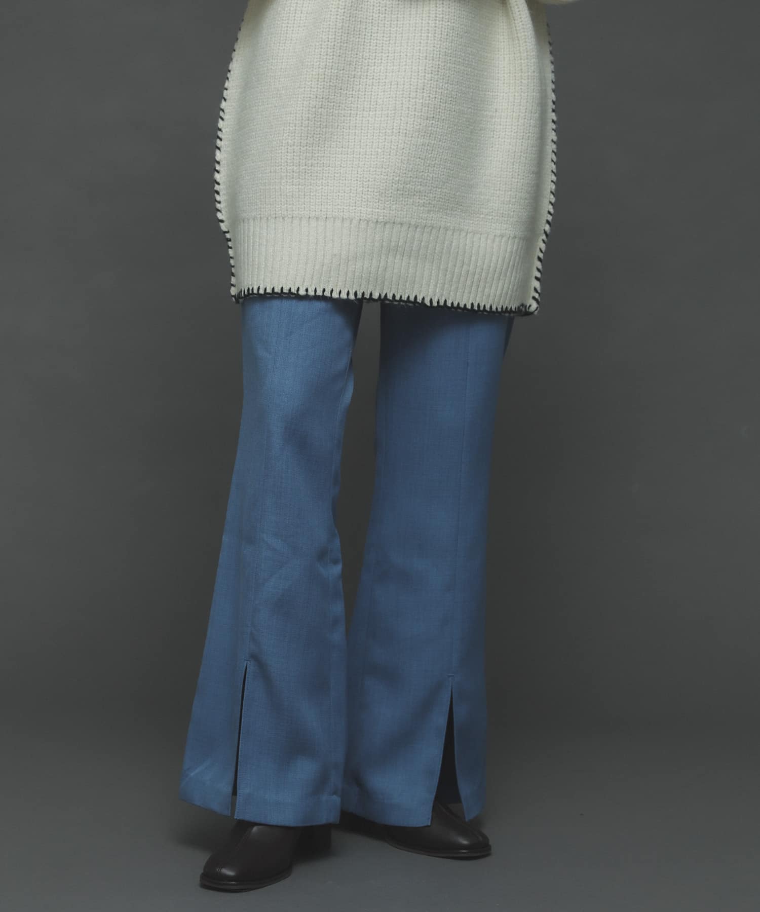 『TALLサイズあり』ウールライクセンターシームキックフレアパンツ BLUE XS