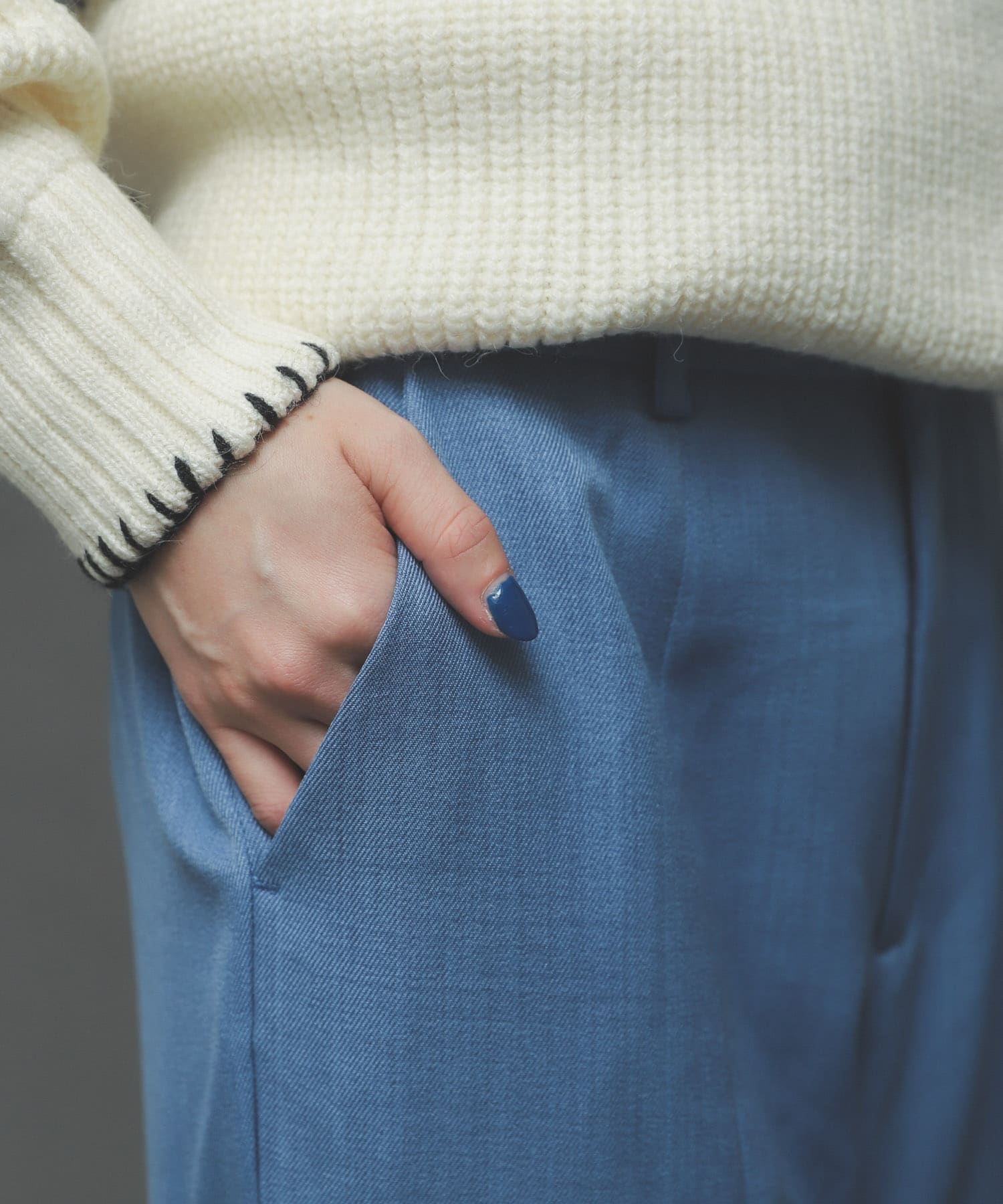 『TALLサイズあり』ウールライクセンターシームキックフレアパンツ BLUE M