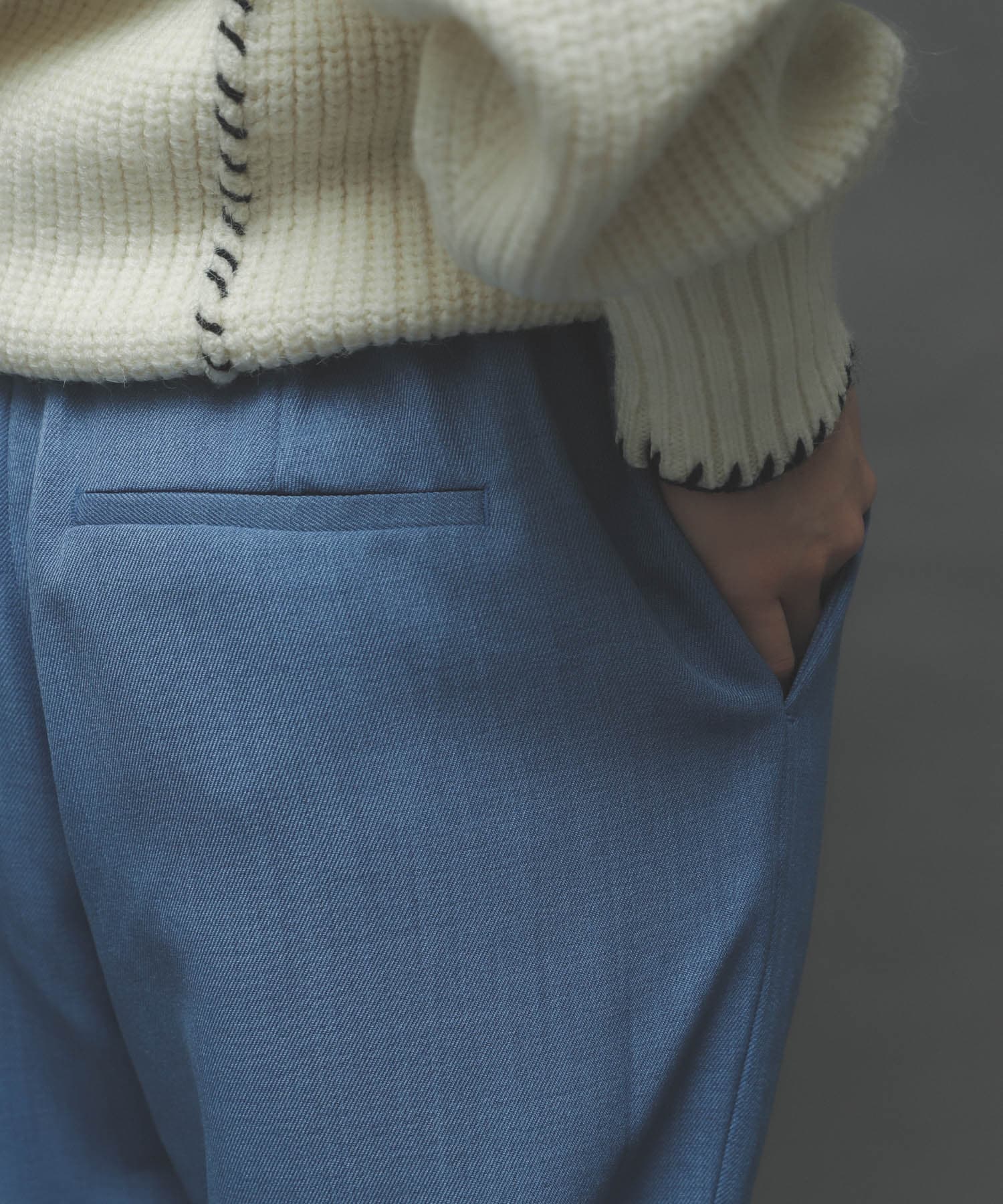 『TALLサイズあり』ウールライクセンターシームキックフレアパンツ BLUE M
