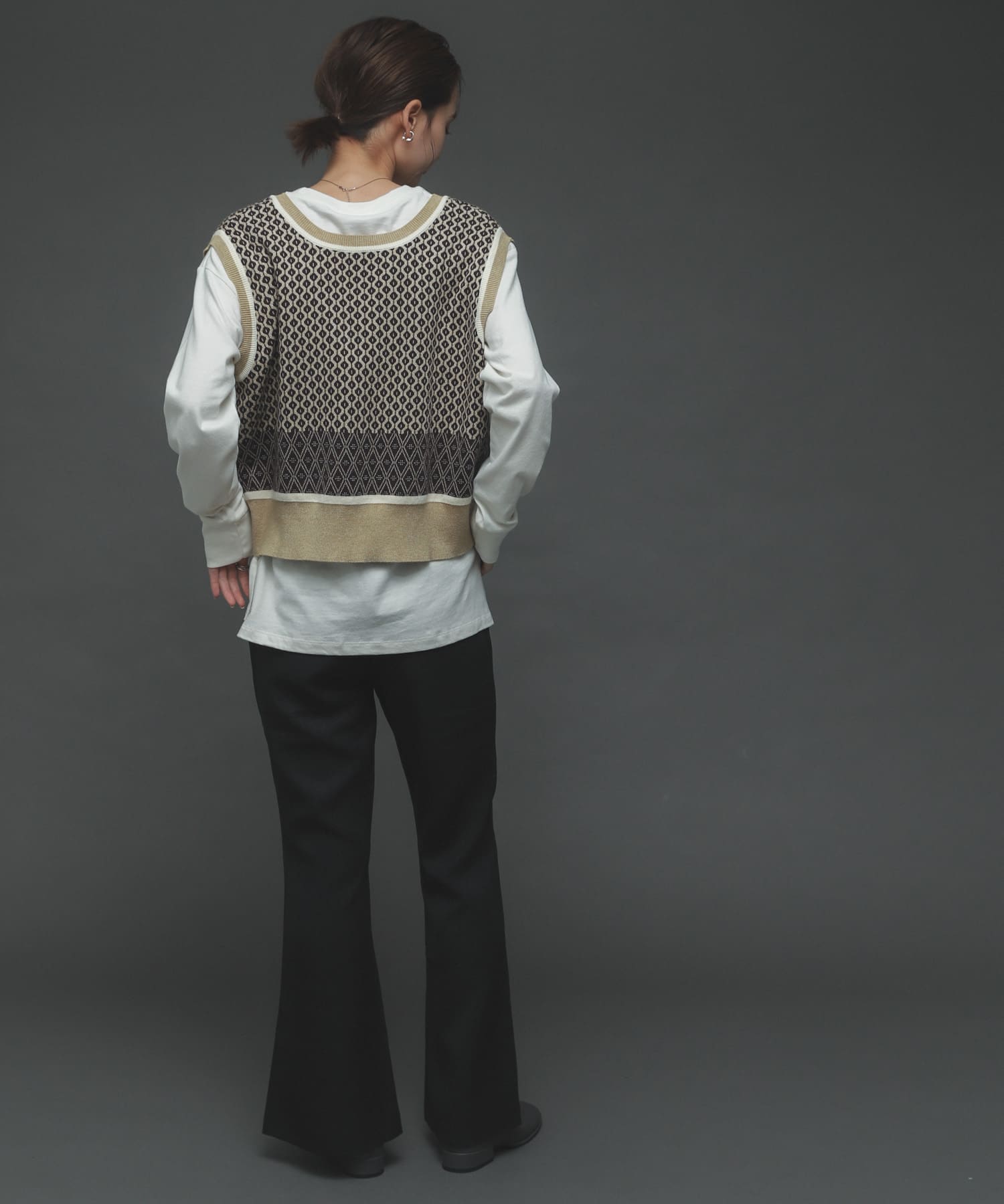 『TALLサイズあり』ウールライクセンターシームキックフレアパンツ BLACK S