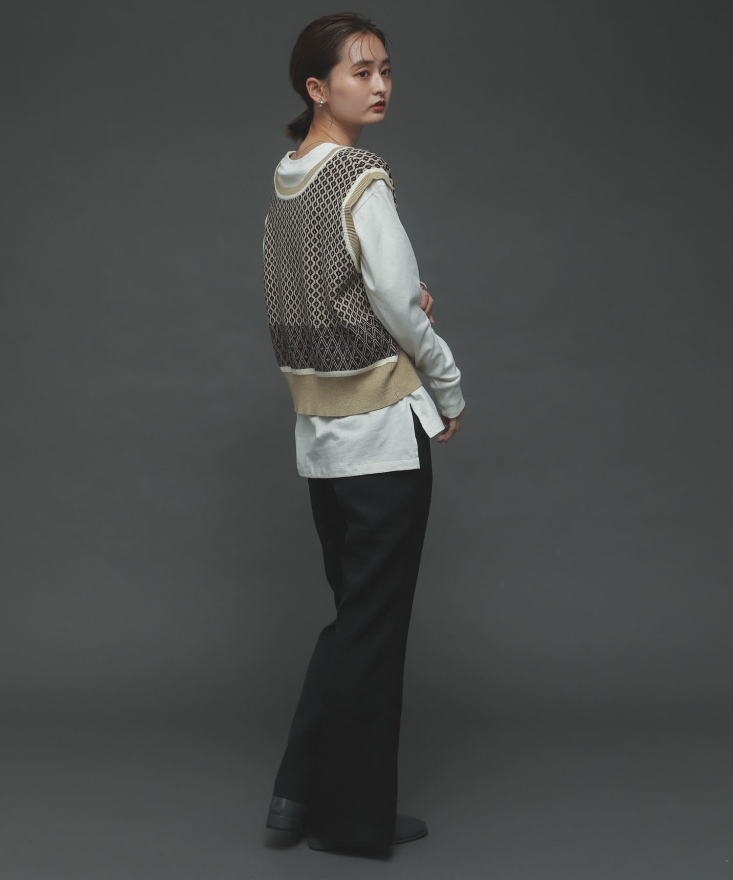 『TALLサイズあり』ウールライクセンターシームキックフレアパンツ BLACK S