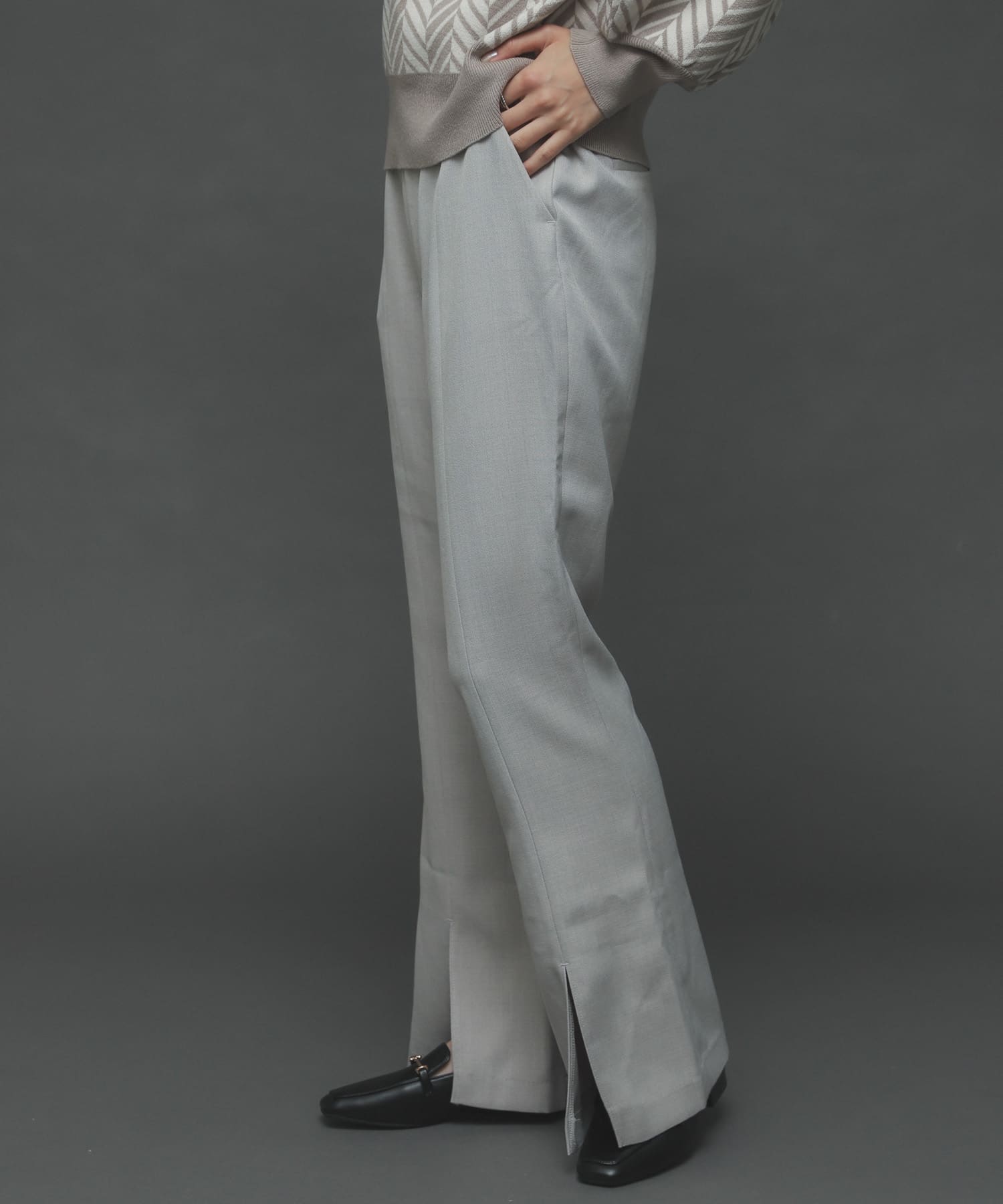 『TALLサイズあり』ウールライクセンターシームキックフレアパンツ L.GRAY XS