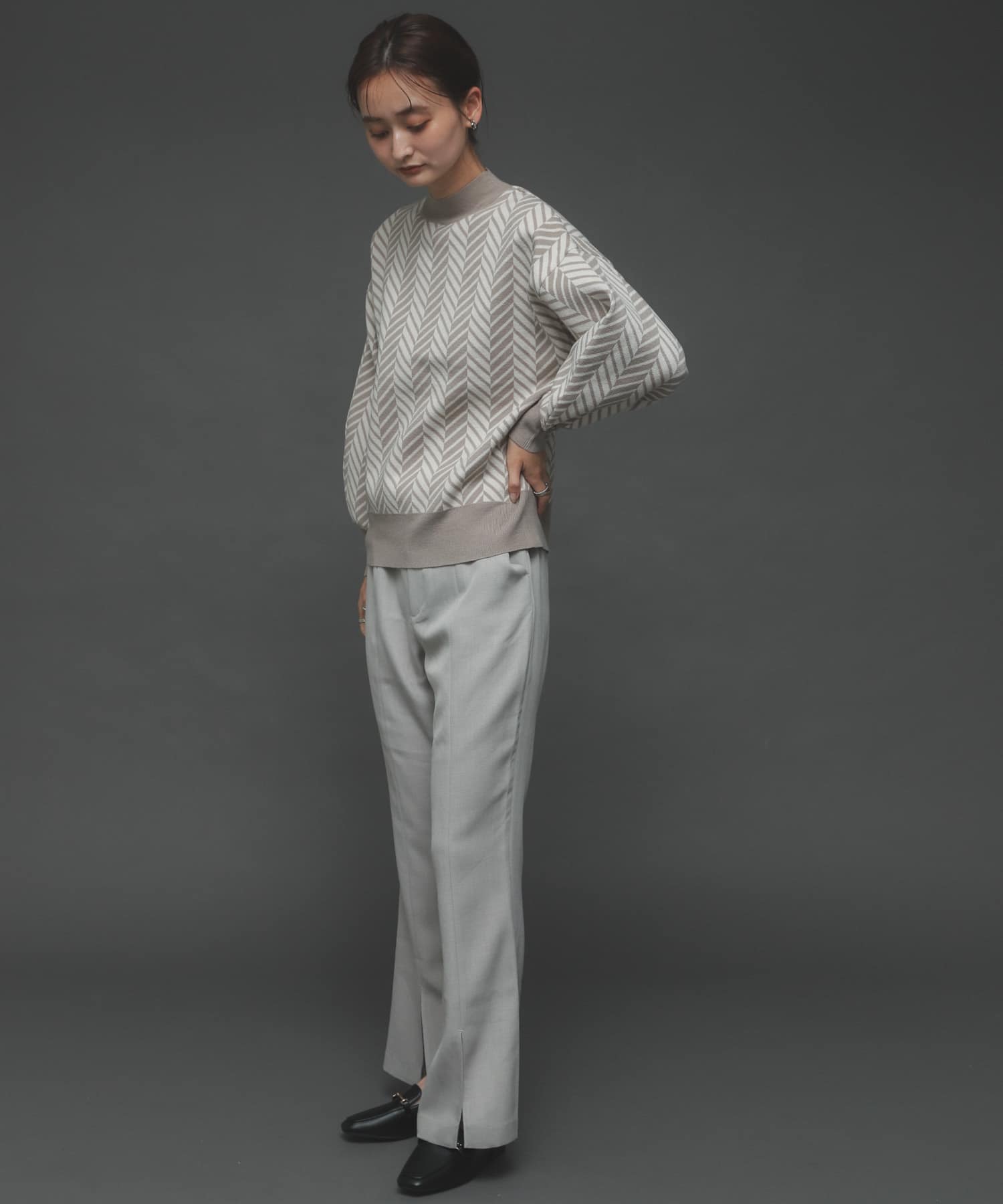 『TALLサイズあり』ウールライクセンターシームキックフレアパンツ L.GRAY XS