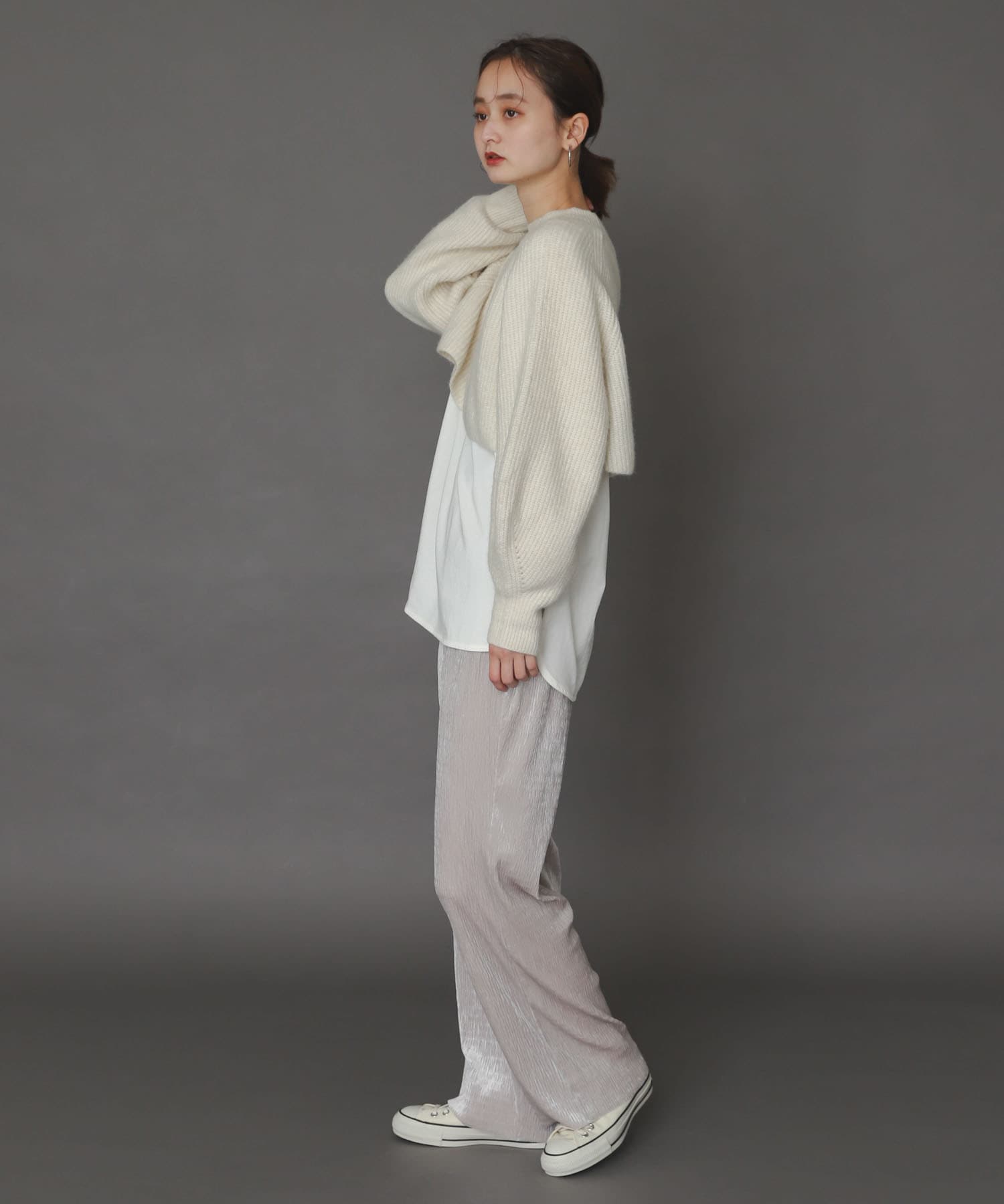 セルフカットベロアプリーツパンツ L.GRAY one