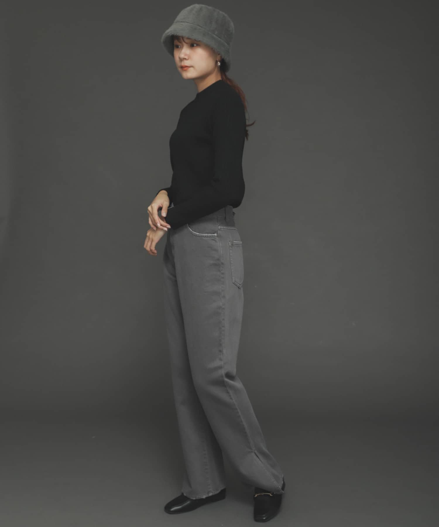 フェードカラースリットフレアカラーパンツ CHARCOAL S