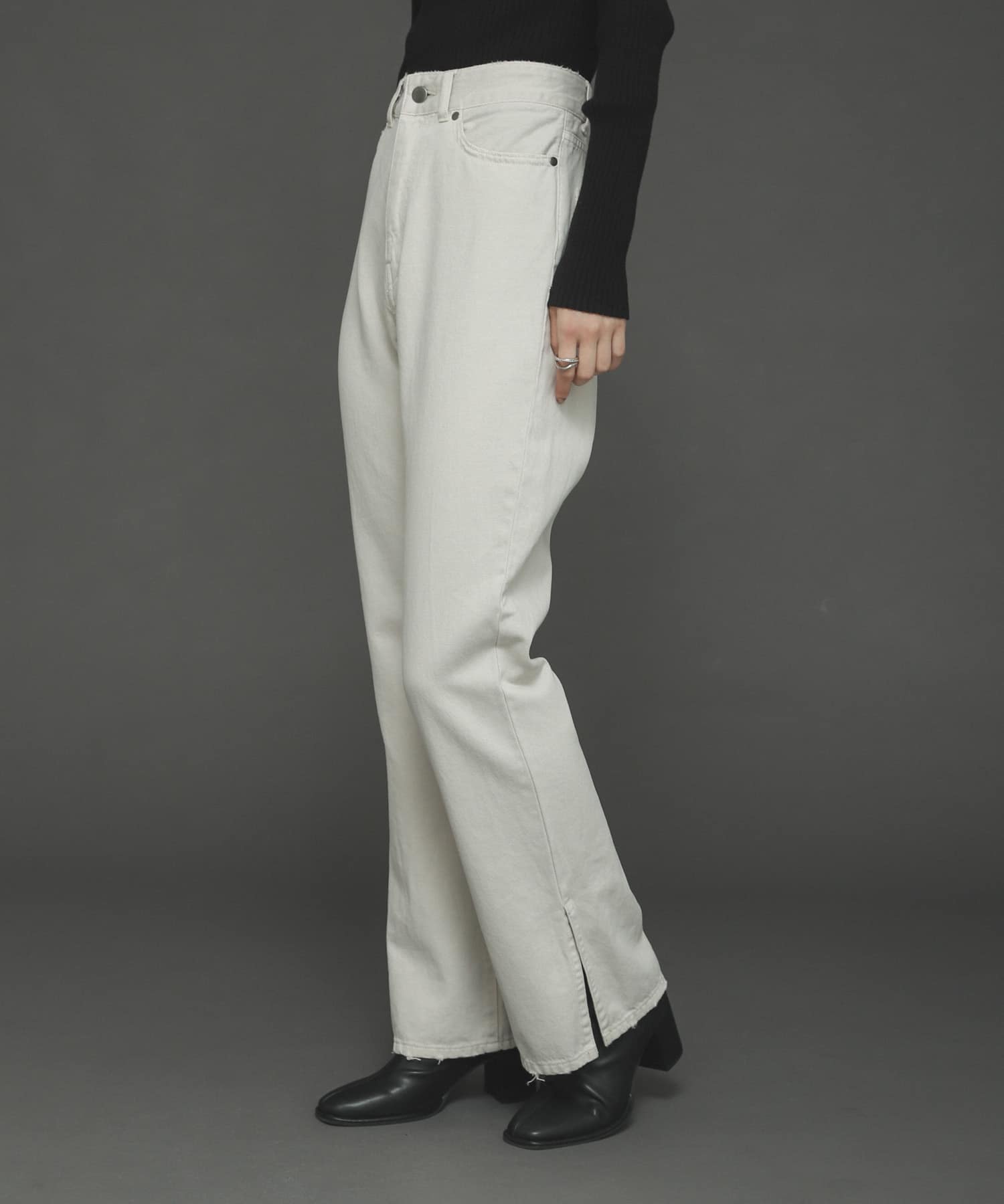 フェードカラースリットフレアカラーパンツ IVORY S