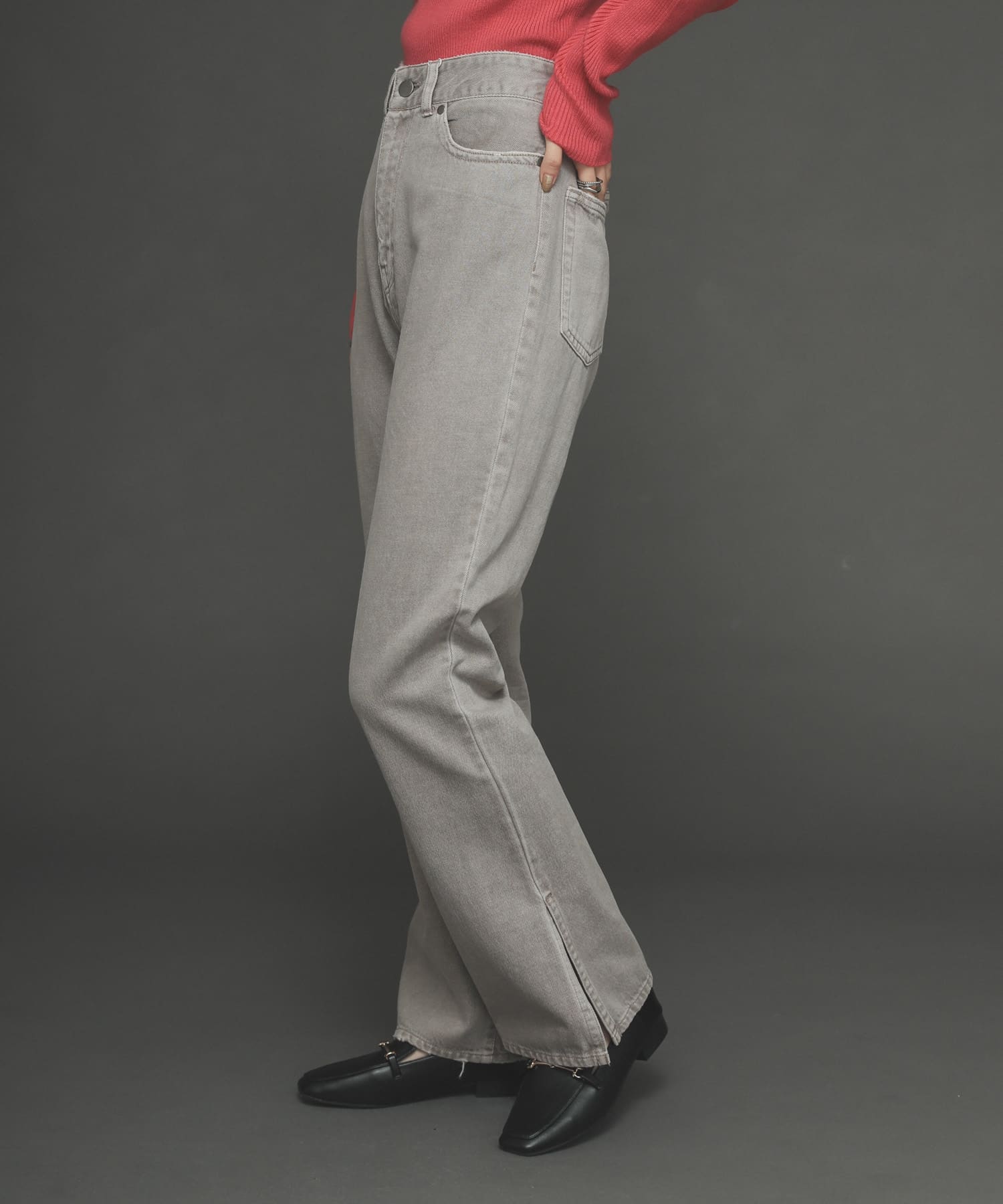 フェードカラースリットフレアカラーパンツ GRAY S