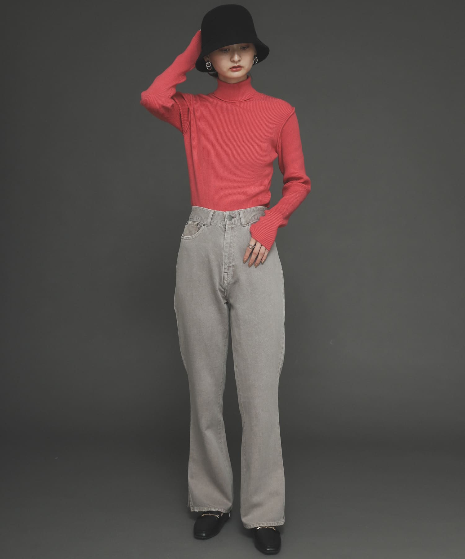 フェードカラースリットフレアカラーパンツ GRAY M