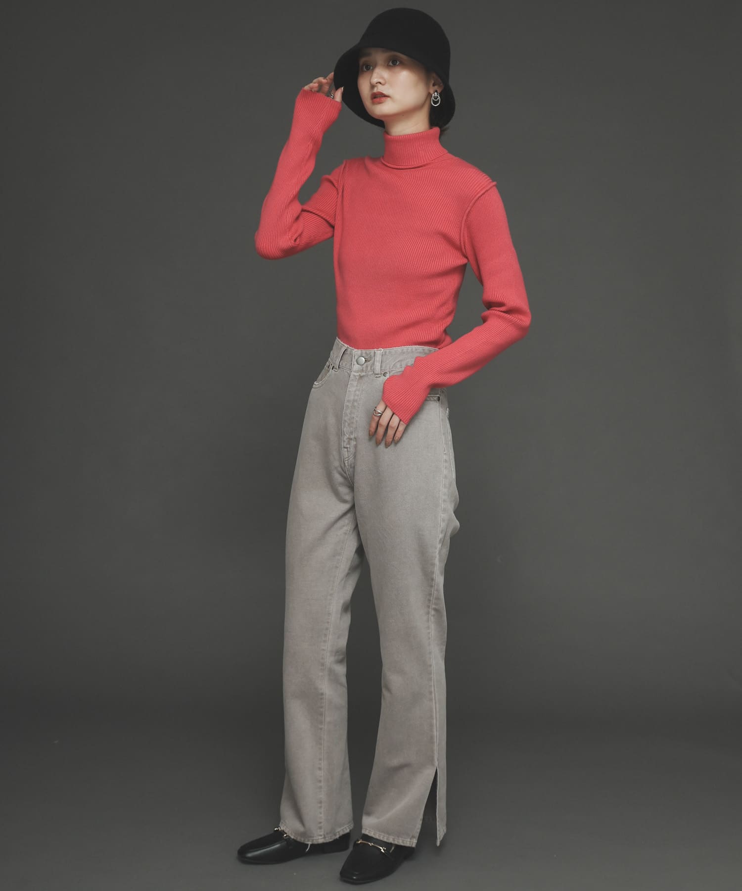 フェードカラースリットフレアカラーパンツ GRAY M