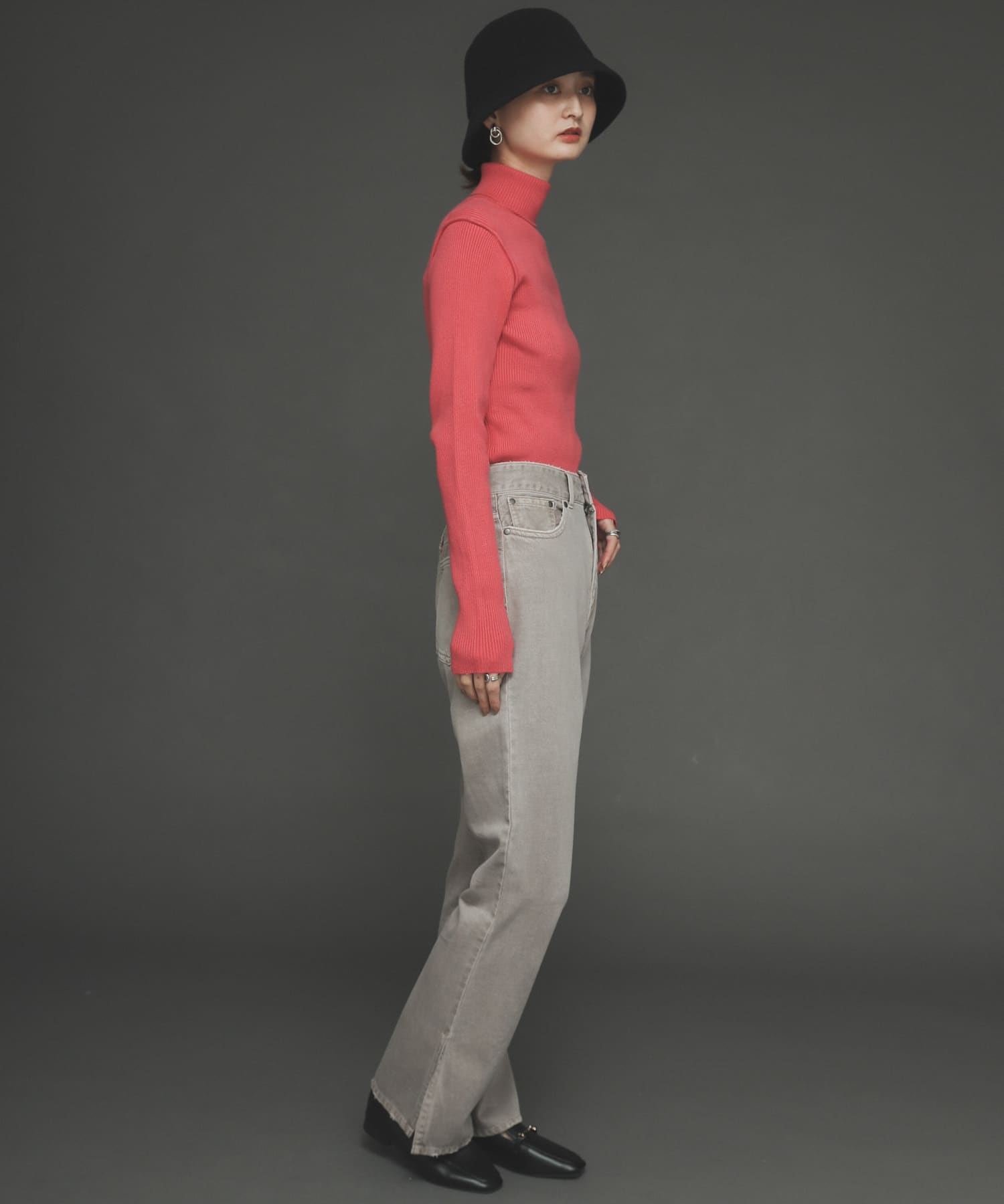 フェードカラースリットフレアカラーパンツ GRAY M