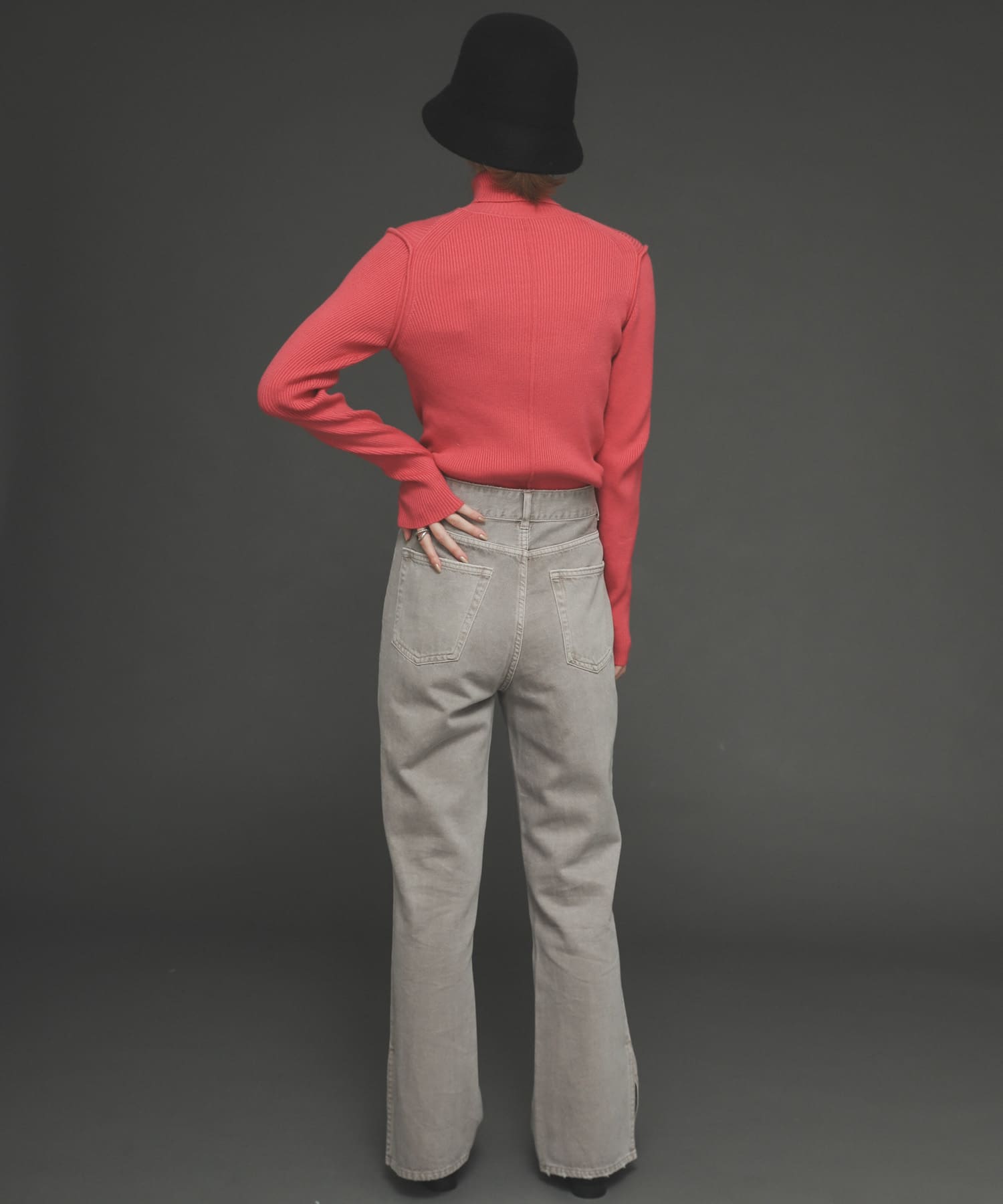 フェードカラースリットフレアカラーパンツ GRAY M