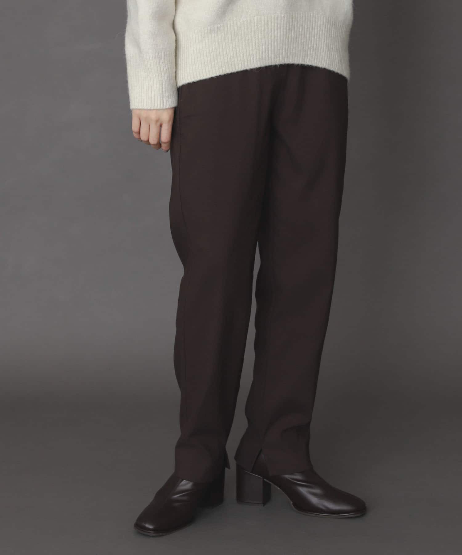 『TALLサイズあり』ストレッチスリムテーパードパンツ BROWN XS